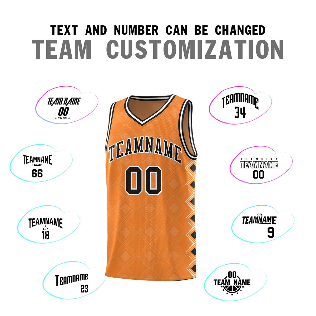 Custom Gold Orange Side Blocks Sports Uniform Basketball Jersey