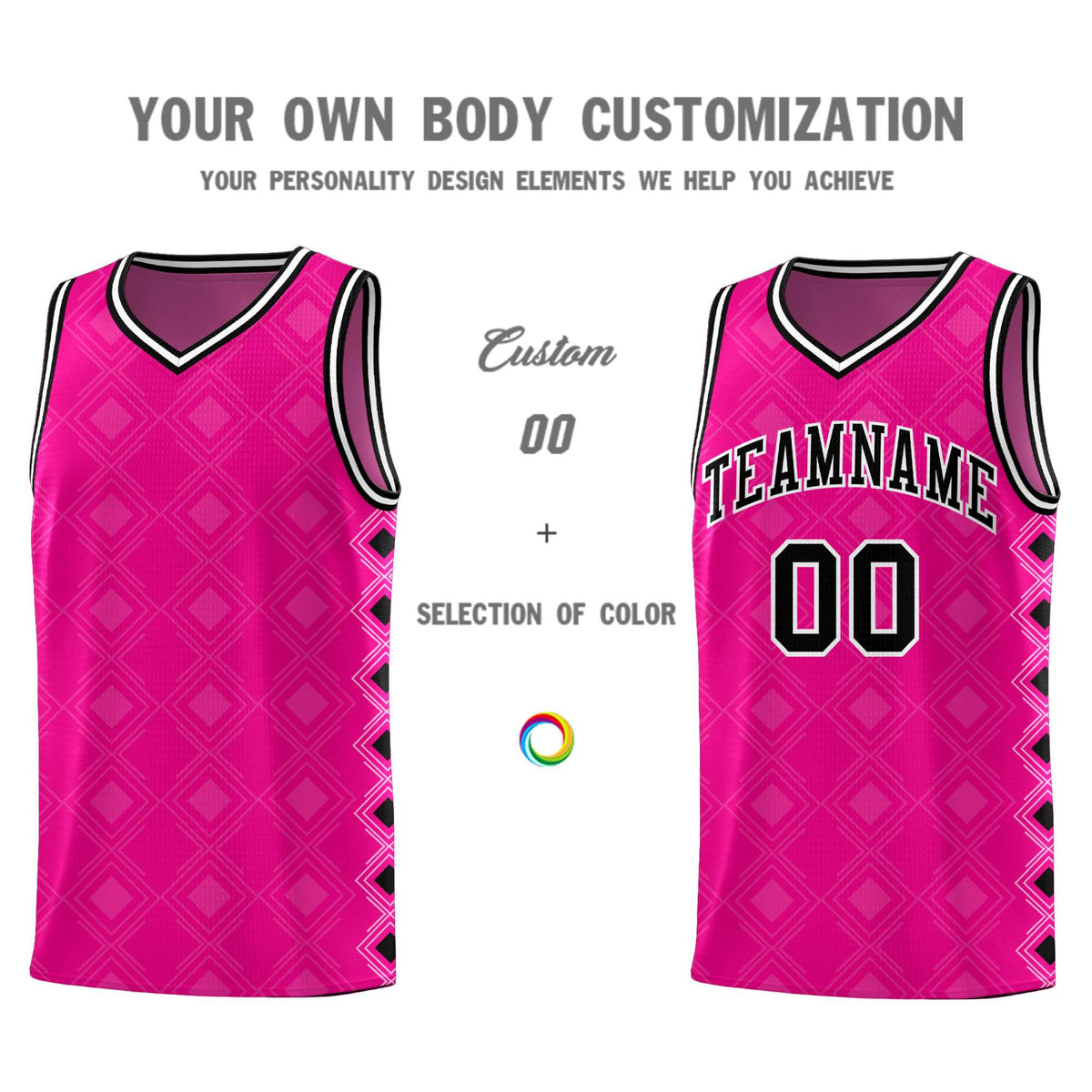Custom Pink Side Blocks Sports Uniform Basketball Jersey