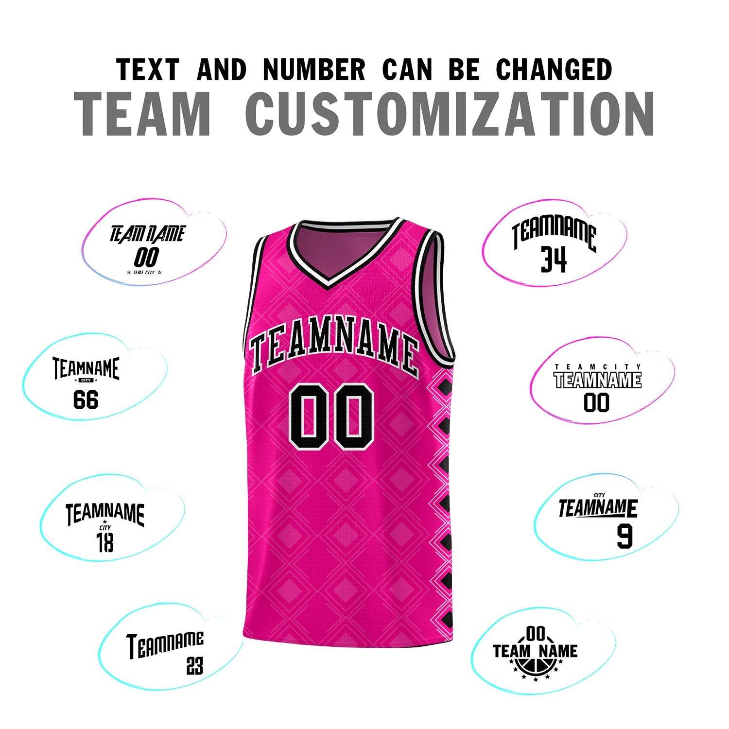 Custom Pink Side Blocks Sports Uniform Basketball Jersey