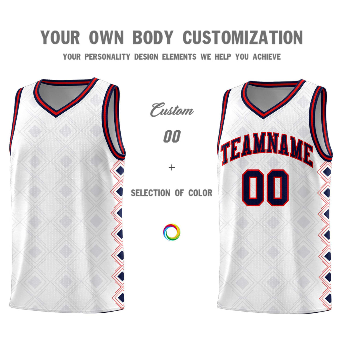 Custom White Side Blocks Sports Uniform Basketball Jersey