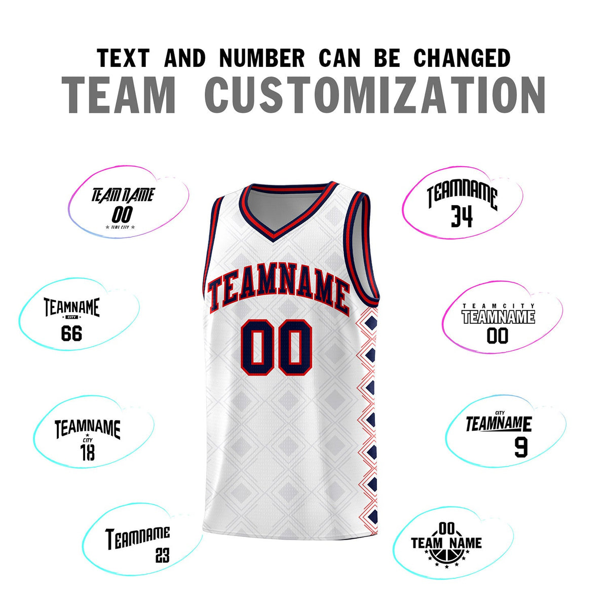 Custom White Side Blocks Sports Uniform Basketball Jersey