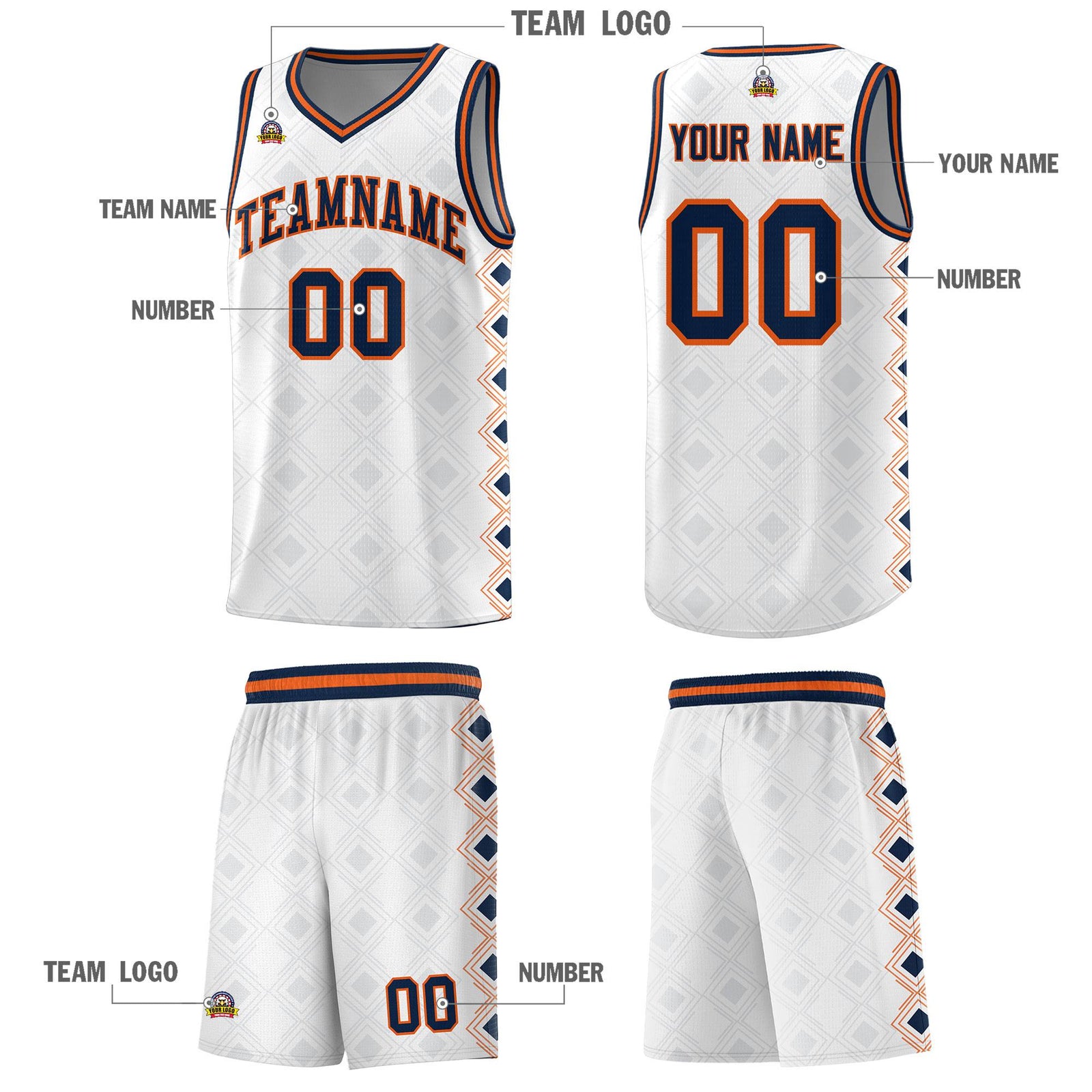 Custom White Side Blocks Sports Uniform Basketball Jersey
