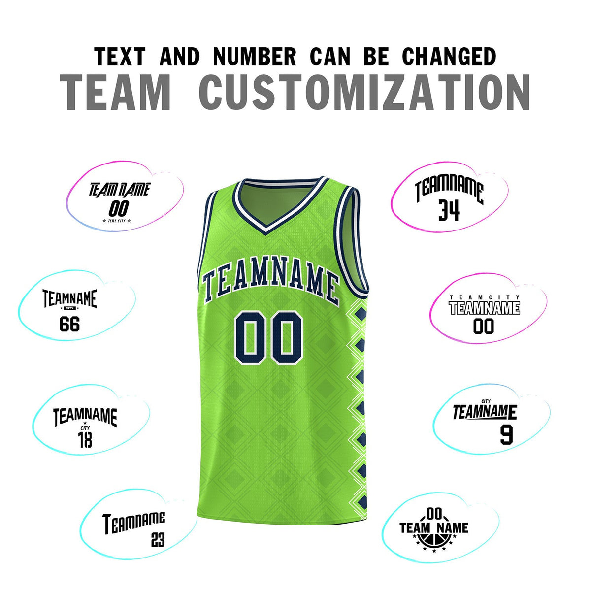 Custom Neon Green Side Blocks Sports Uniform Basketball Jersey
