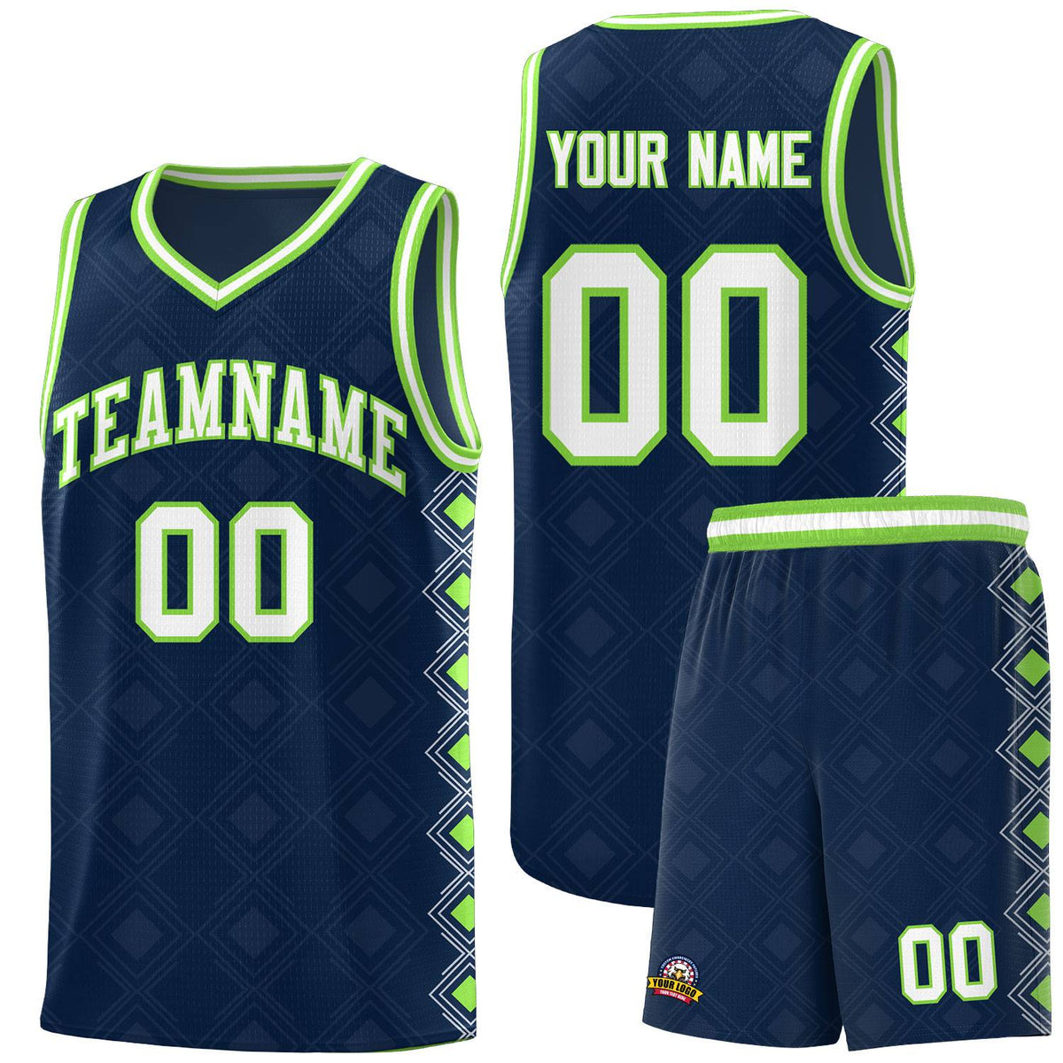 Custom Navy Side Blocks Sports Uniform Basketball Jersey