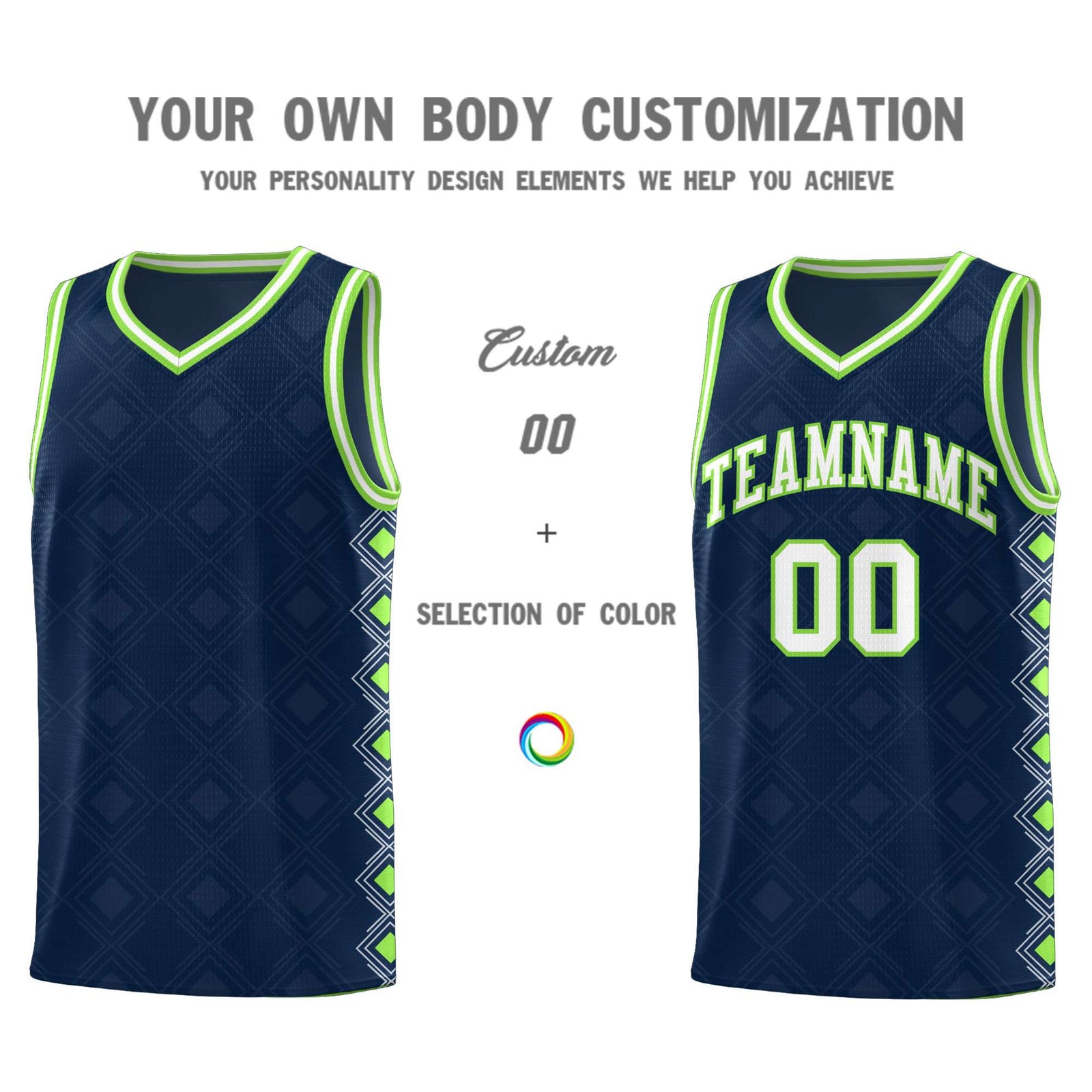 Custom Navy Side Blocks Sports Uniform Basketball Jersey