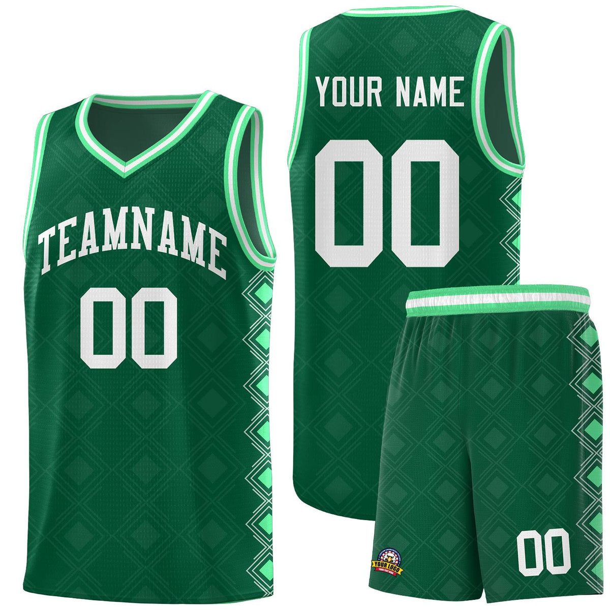Custom Kelly Green Side Blocks Sports Uniform Basketball Jersey