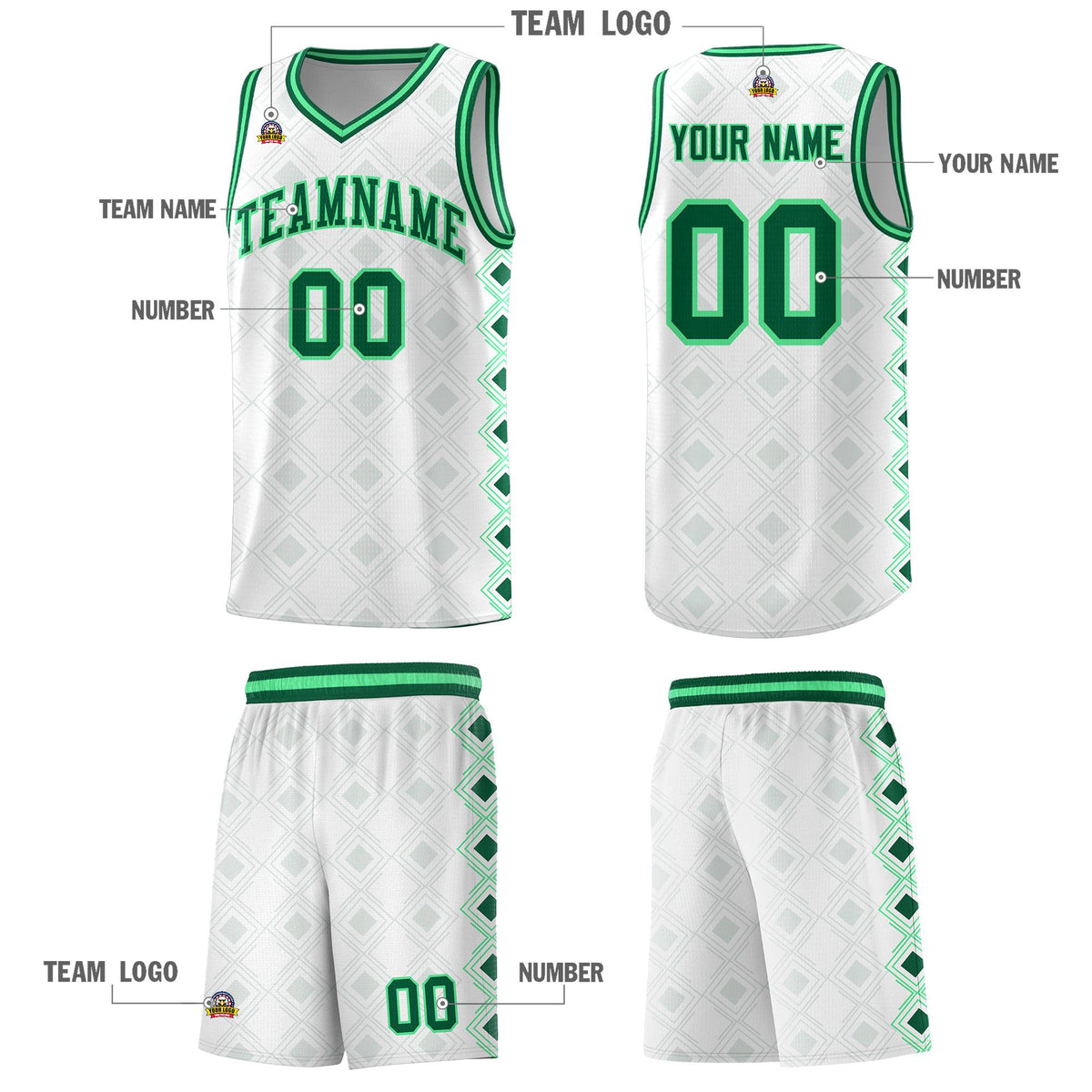 Custom White Side Blocks Sports Uniform Basketball Jersey