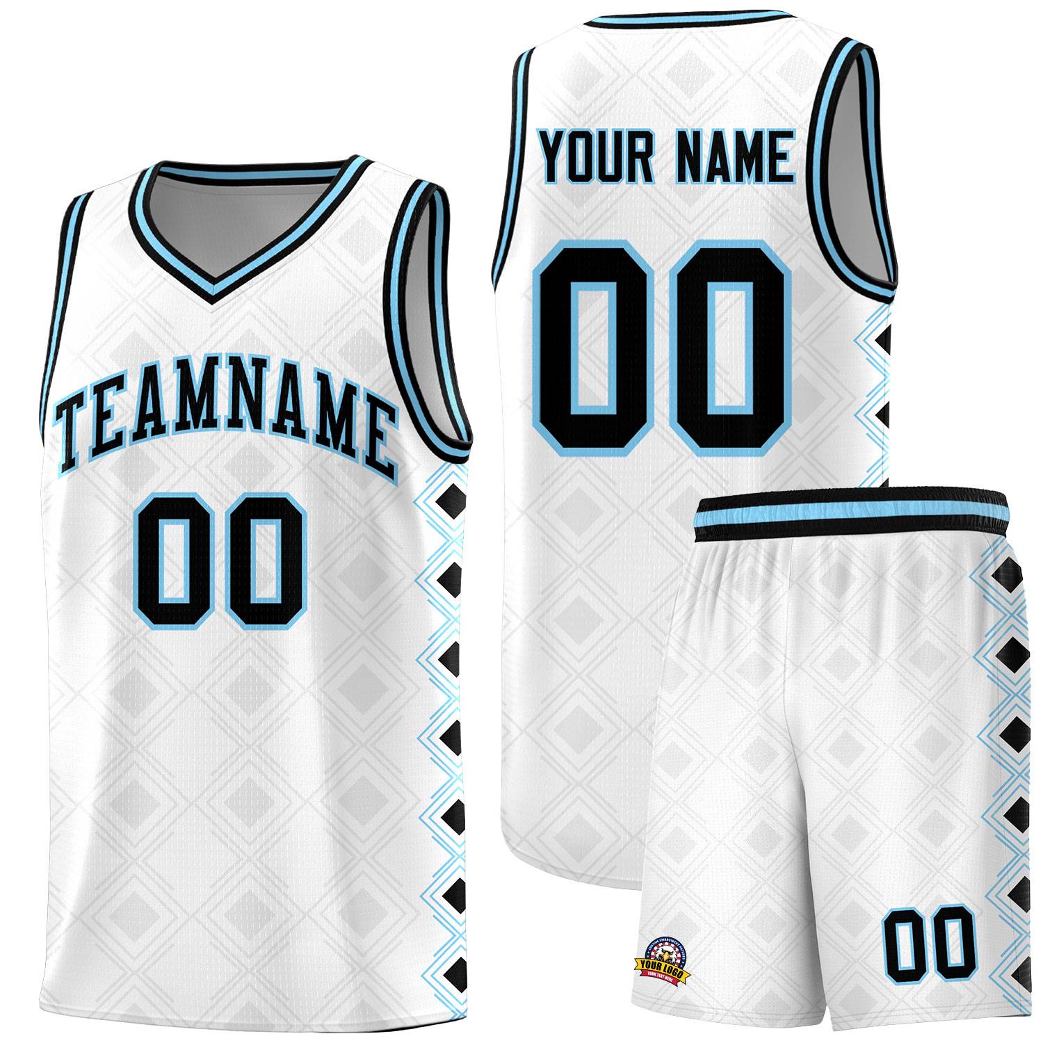 Custom White Side Blocks Sports Uniform Basketball Jersey