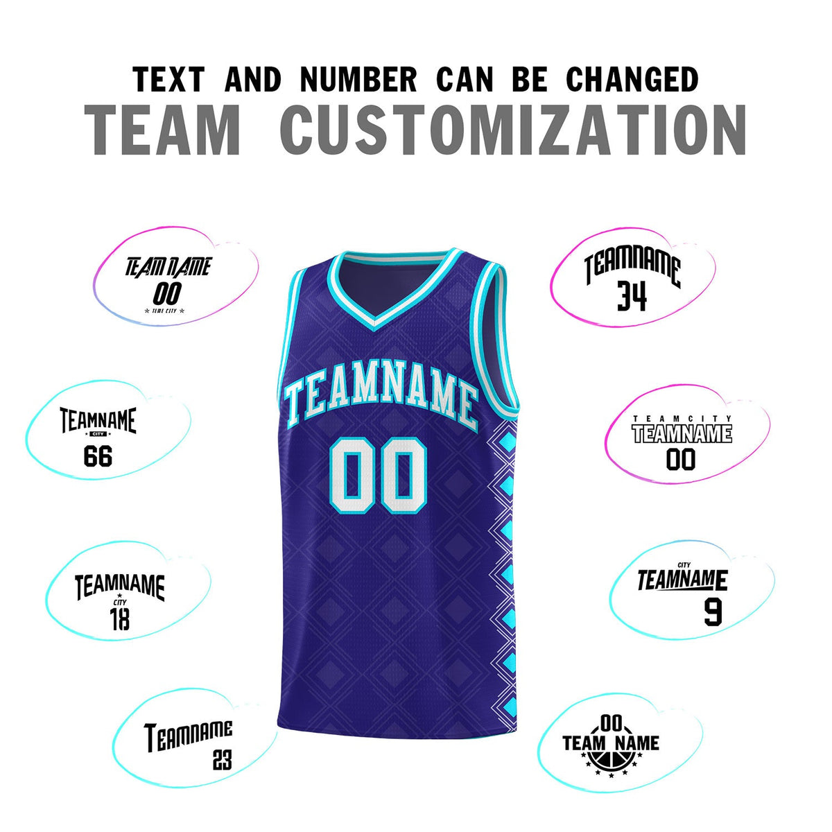 Custom Royal Side Blocks Sports Uniform Basketball Jersey