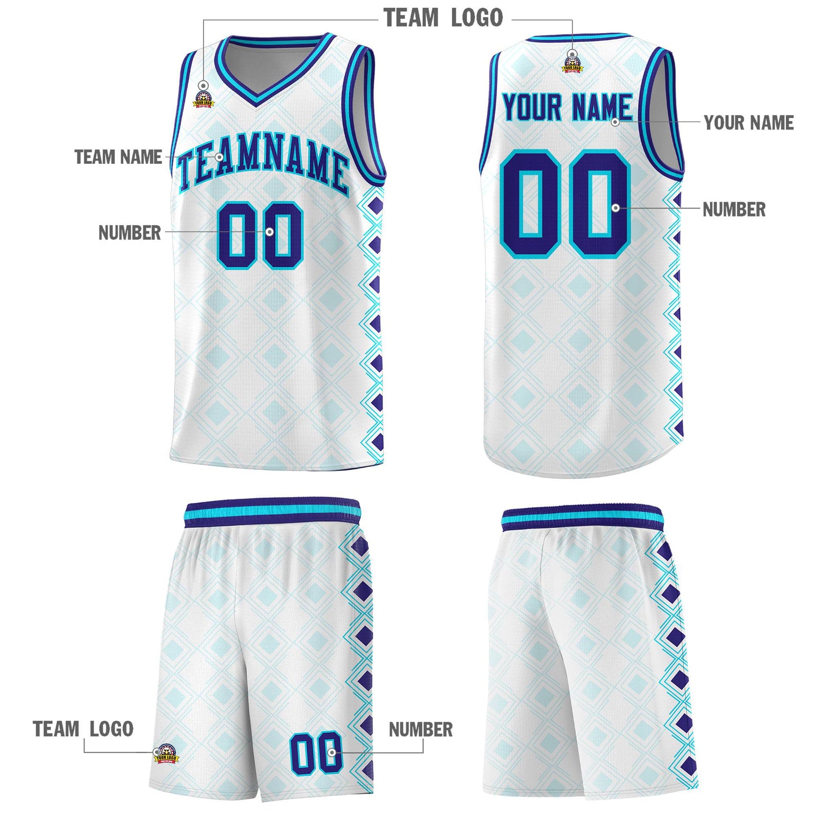 Custom White Side Blocks Sports Uniform Basketball Jersey