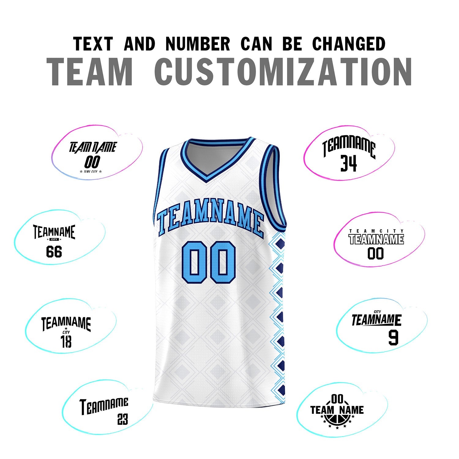 Custom White Side Blocks Sports Uniform Basketball Jersey