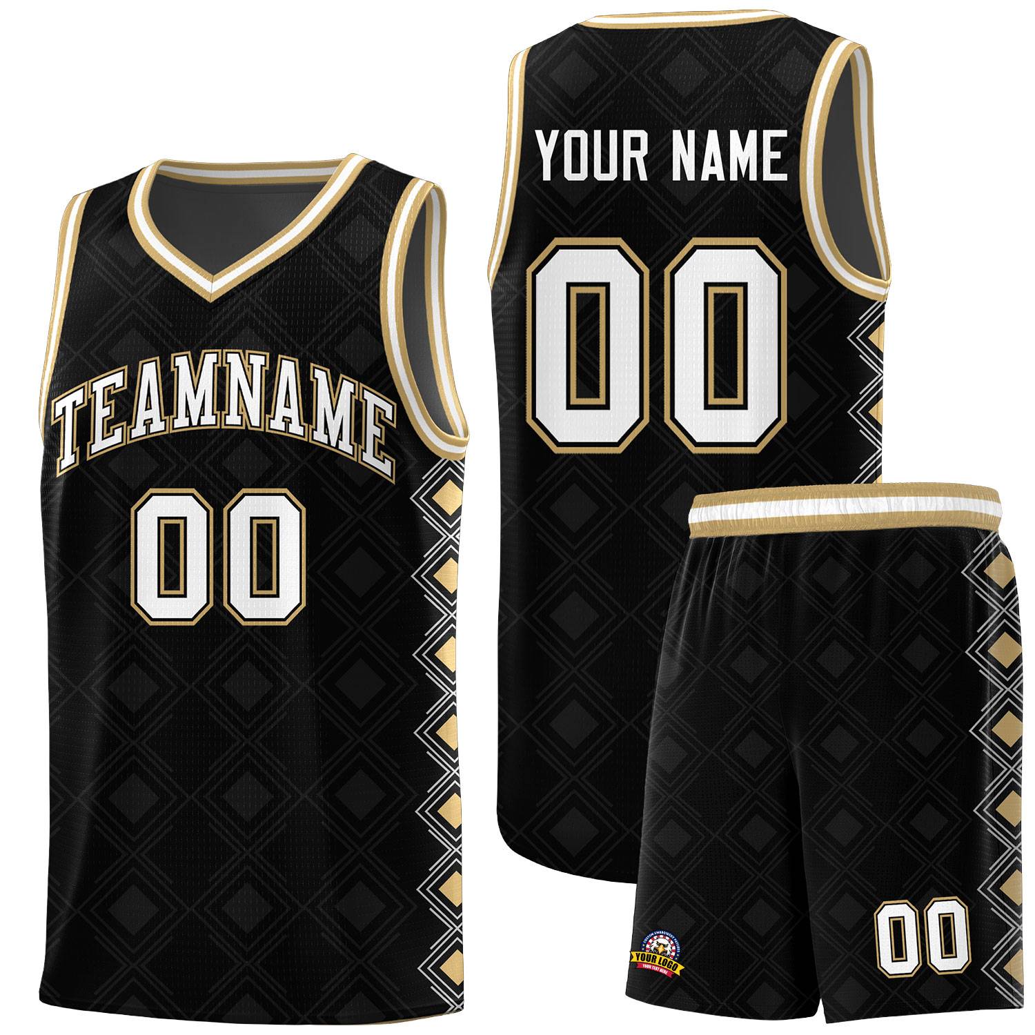 Custom Black Side Blocks Sports Uniform Basketball Jersey