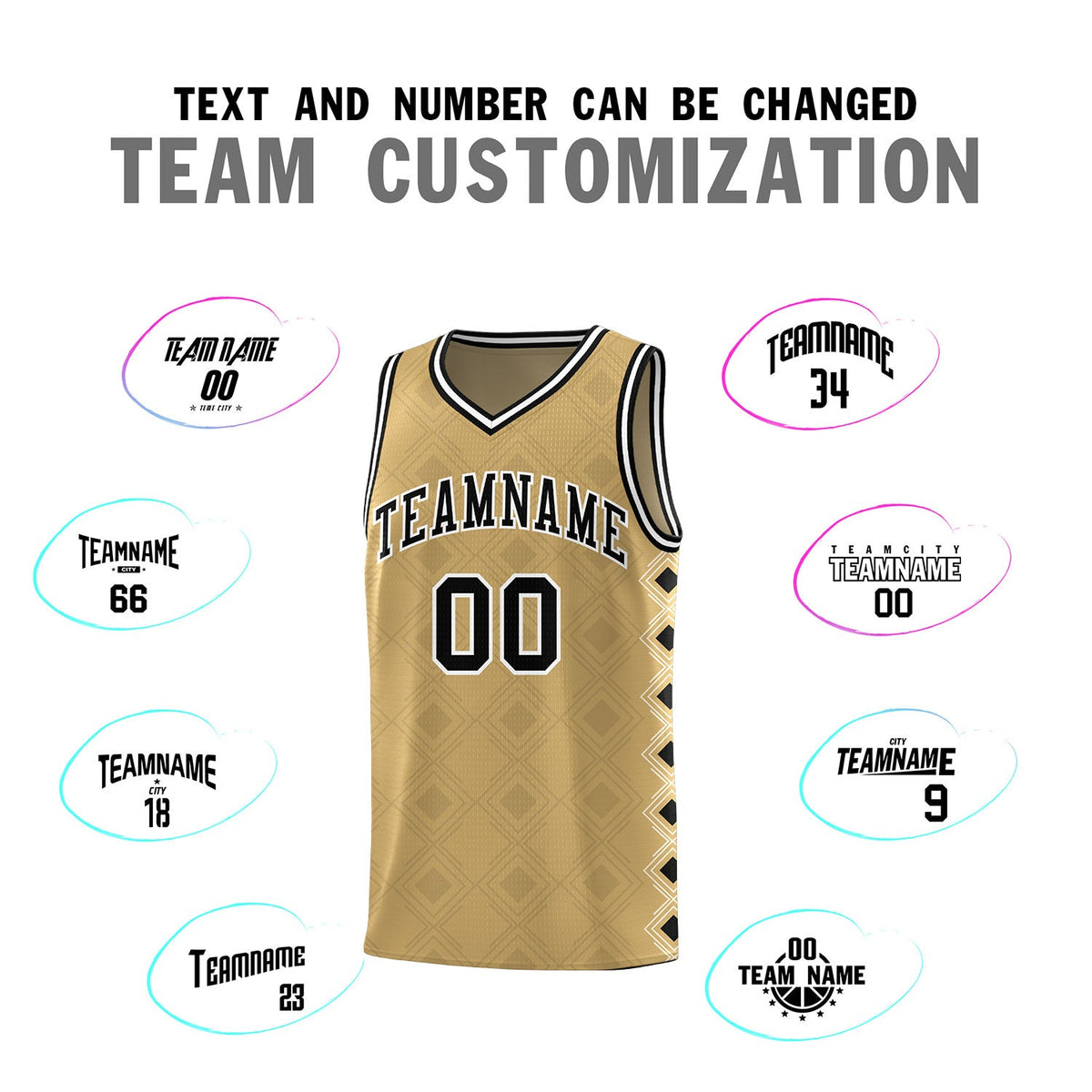 Custom Old Gold Side Blocks Sports Uniform Basketball Jersey