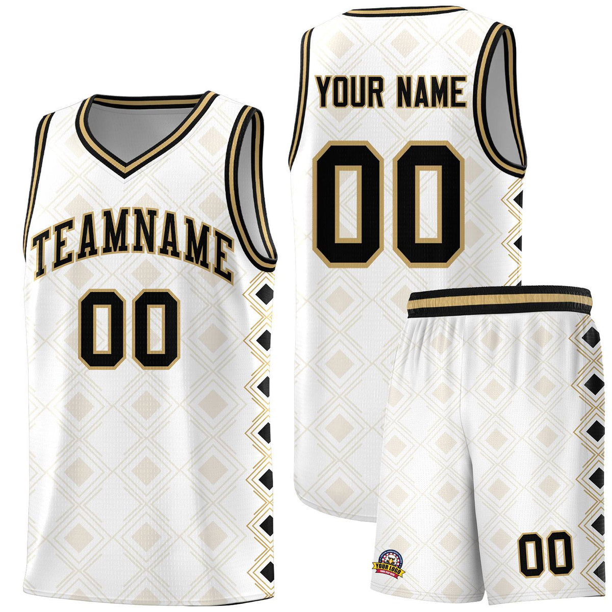 Custom White Side Blocks Sports Uniform Basketball Jersey