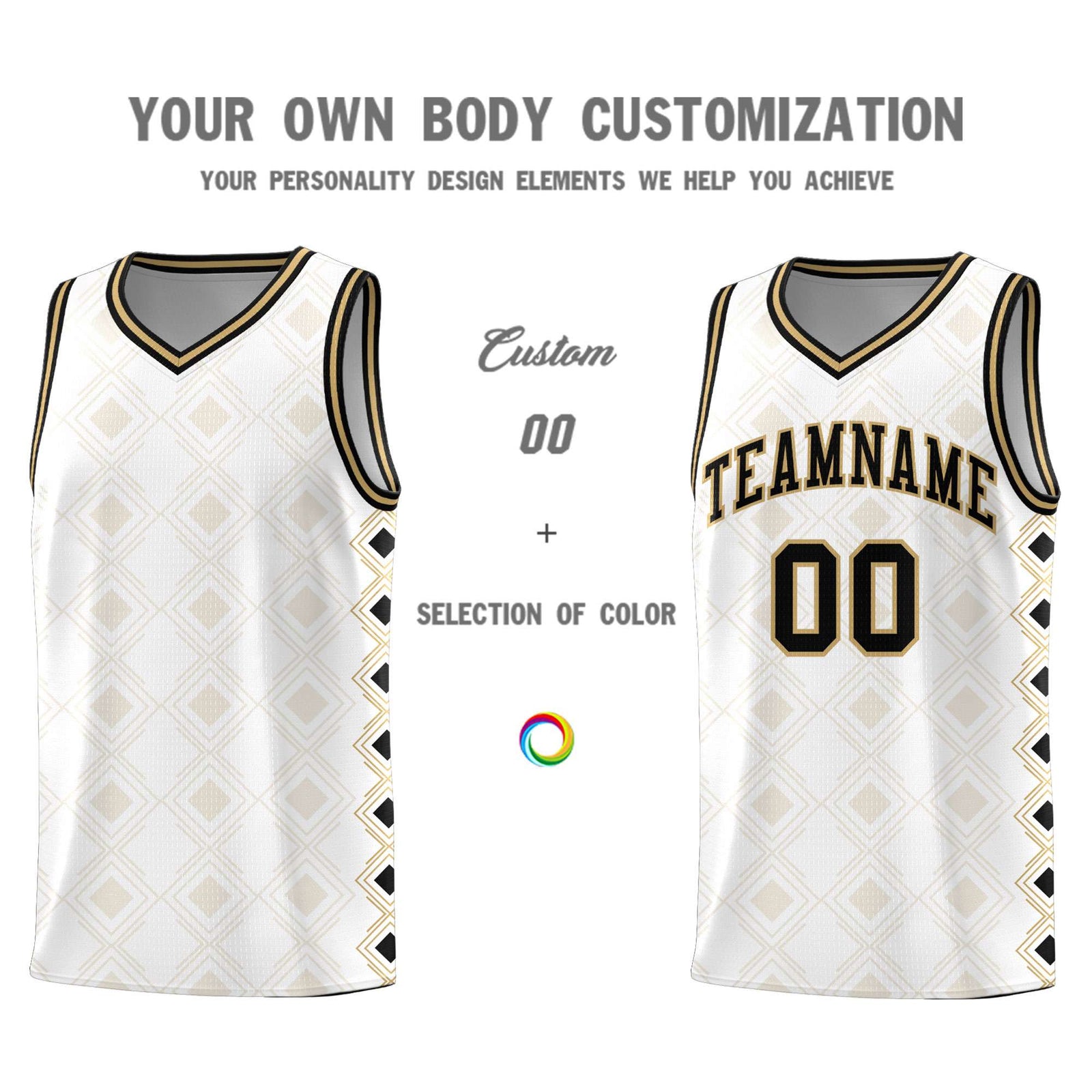 Custom White Side Blocks Sports Uniform Basketball Jersey