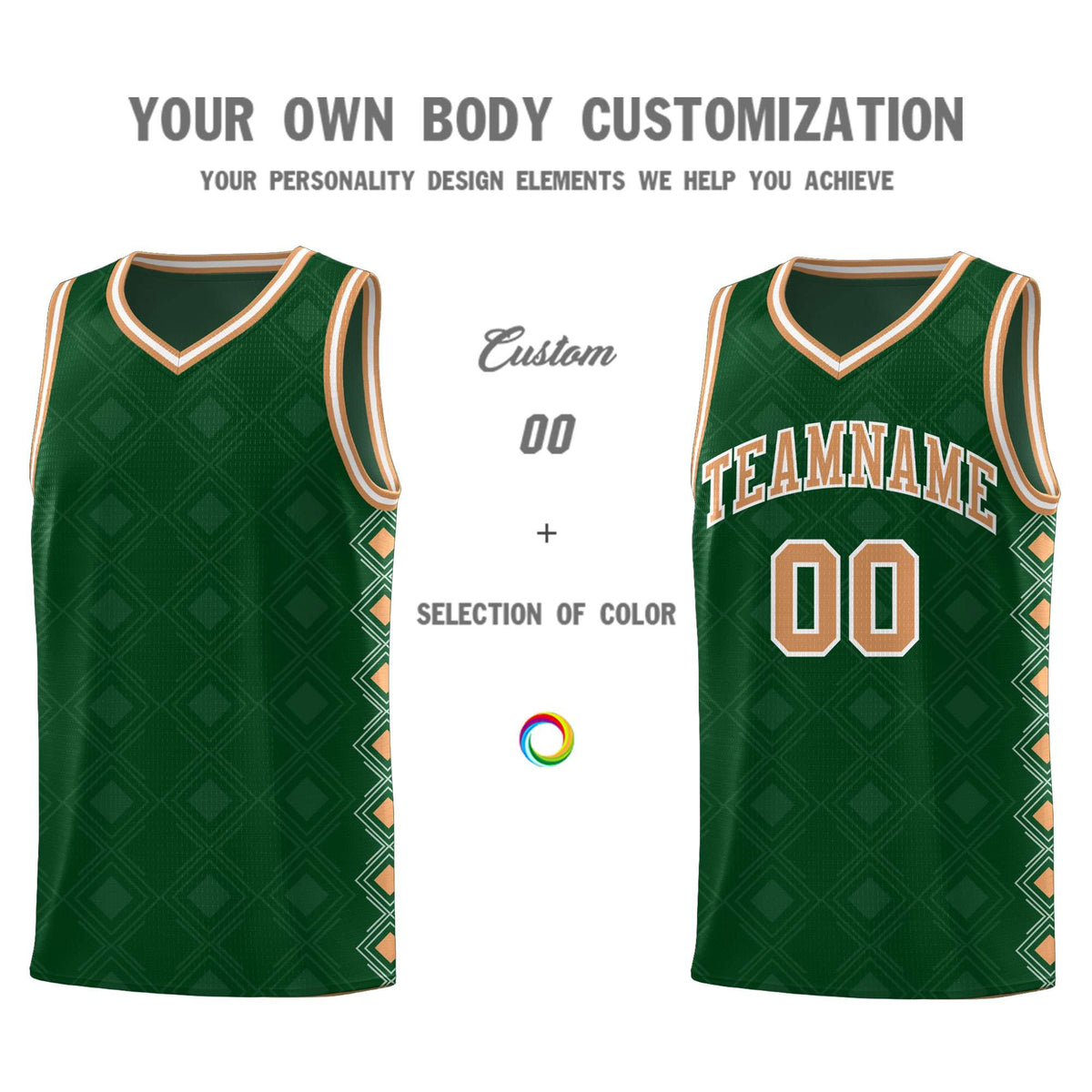 Custom Kelly Green Side Blocks Sports Uniform Basketball Jersey