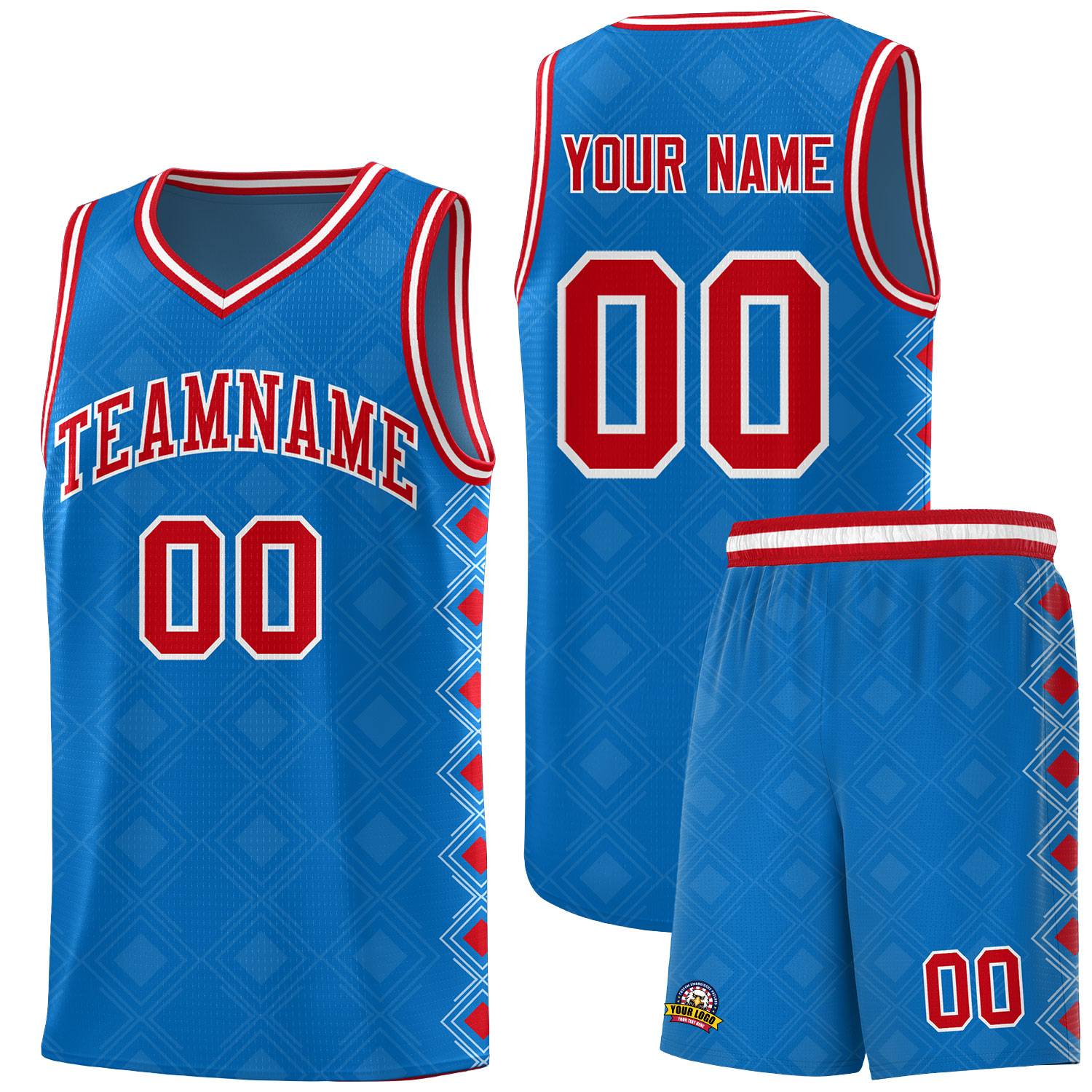 Custom Royal Side Blocks Sports Uniform Basketball Jersey
