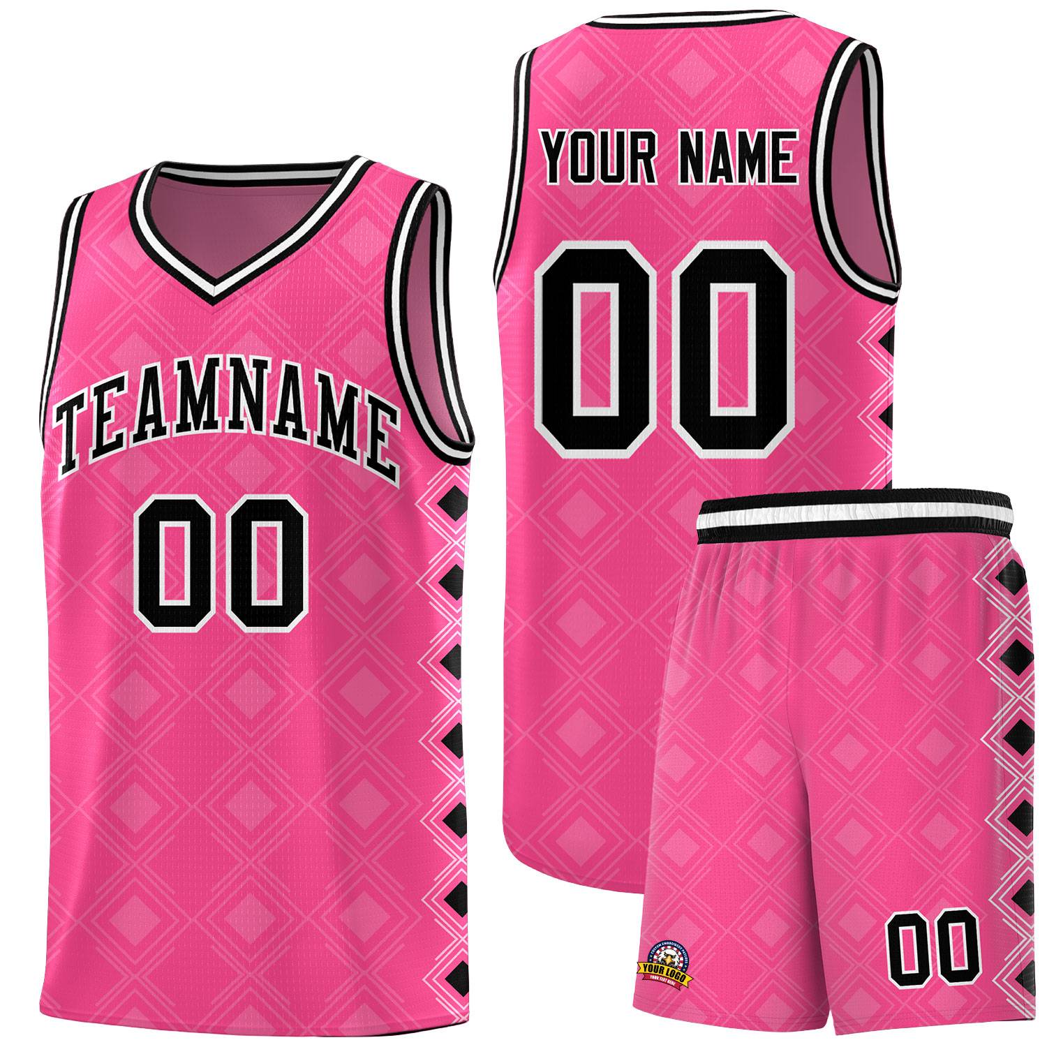 Custom Pink Side Blocks Sports Uniform Basketball Jersey