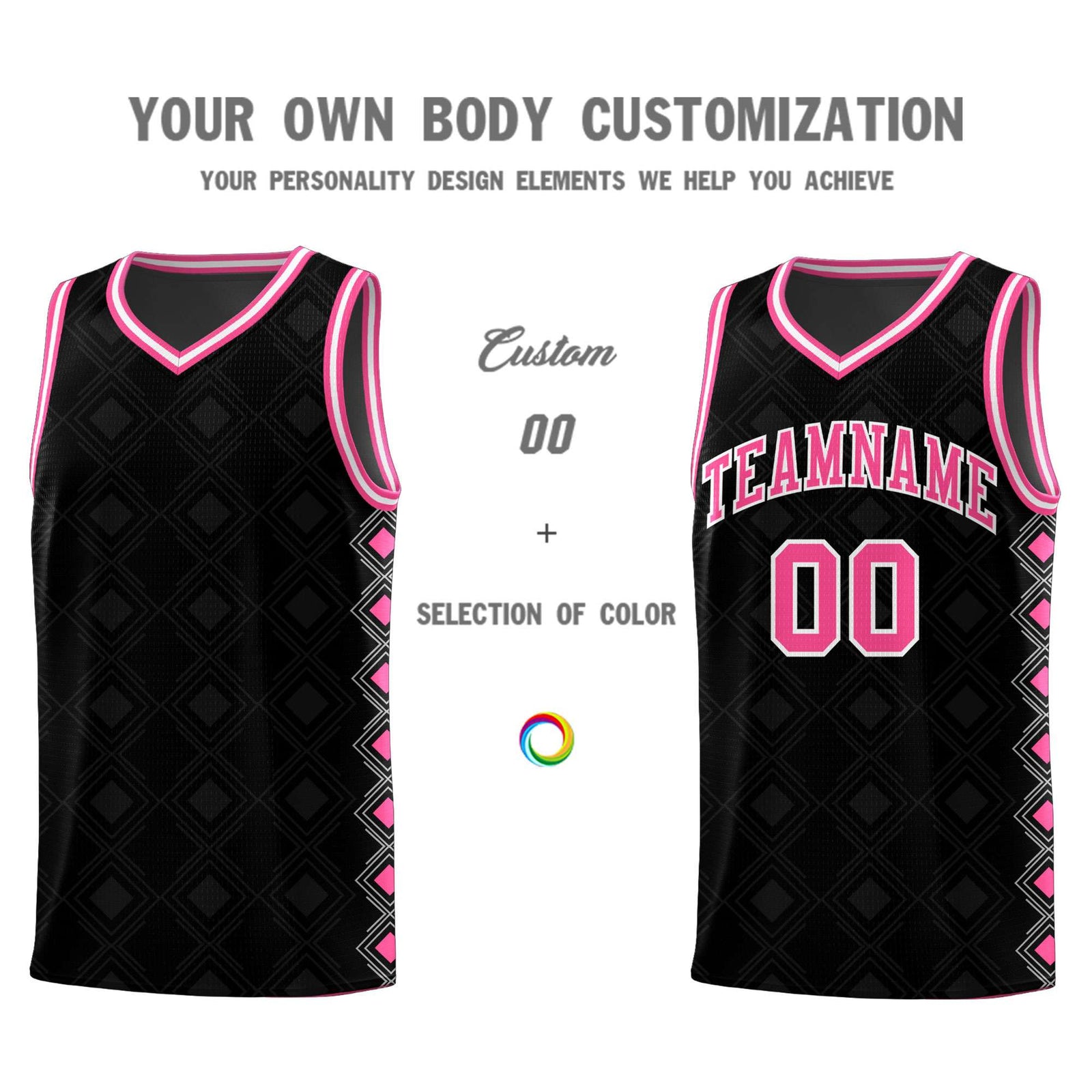 Custom Black Side Blocks Sports Uniform Basketball Jersey