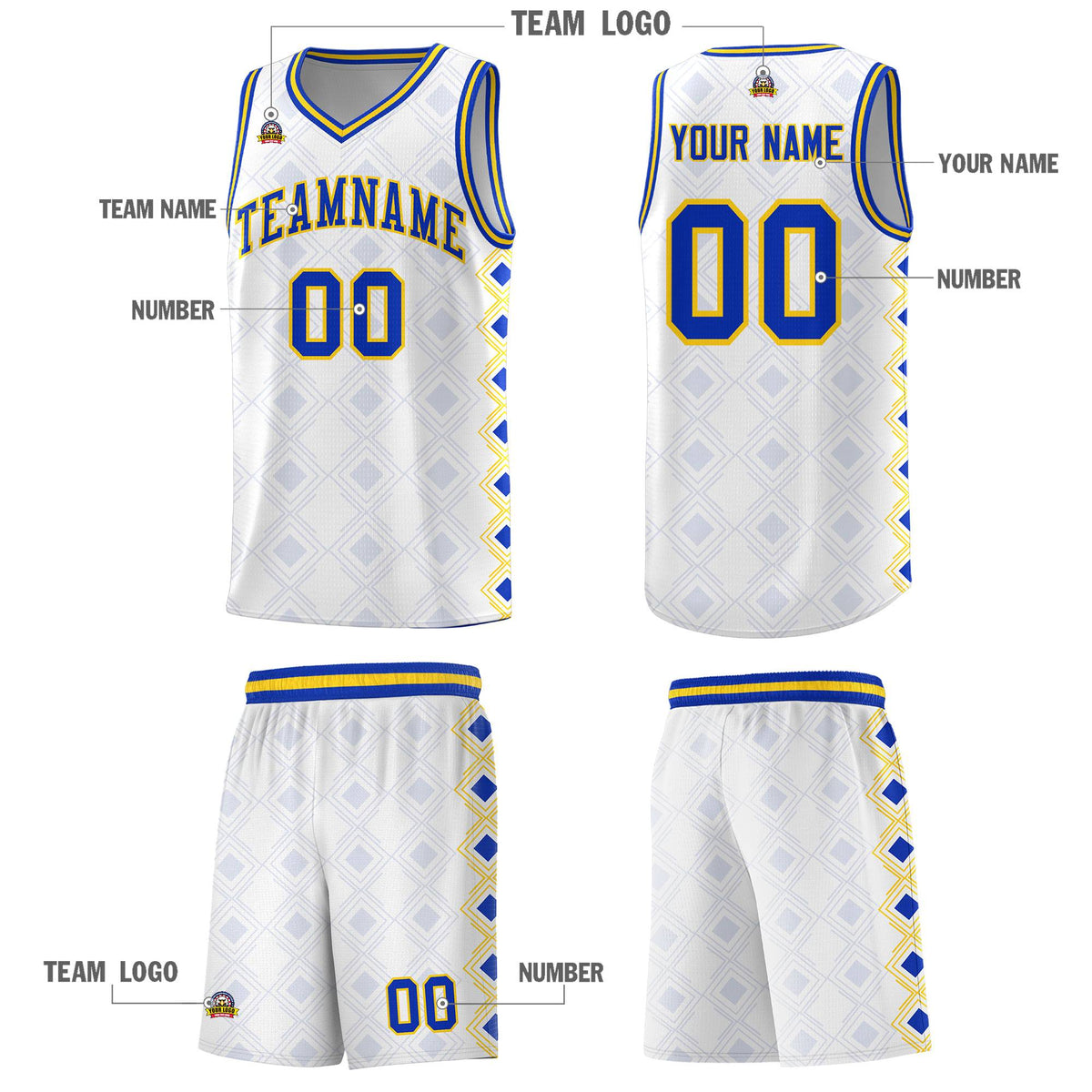 Custom White Side Blocks Sports Uniform Basketball Jersey