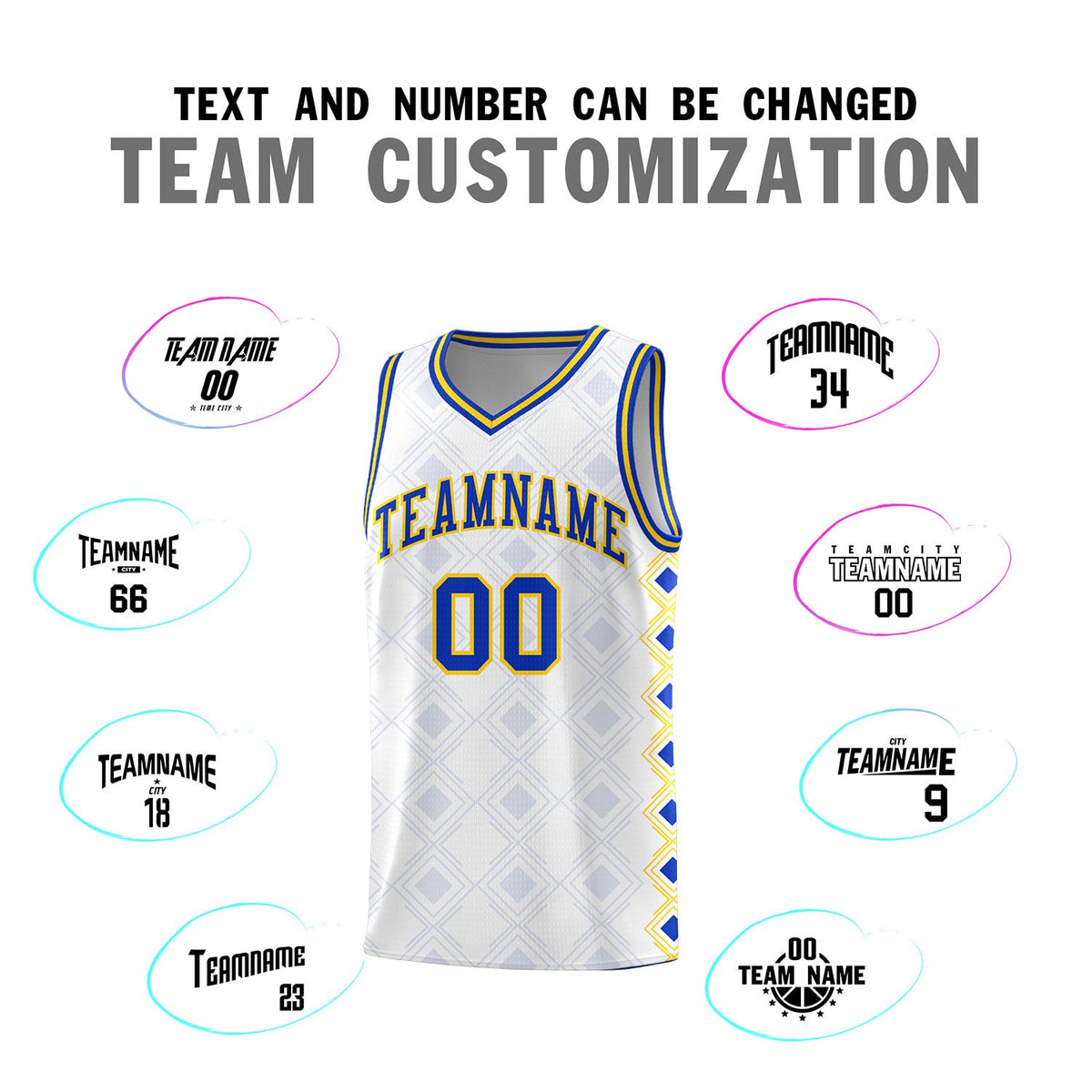 Custom White Side Blocks Sports Uniform Basketball Jersey