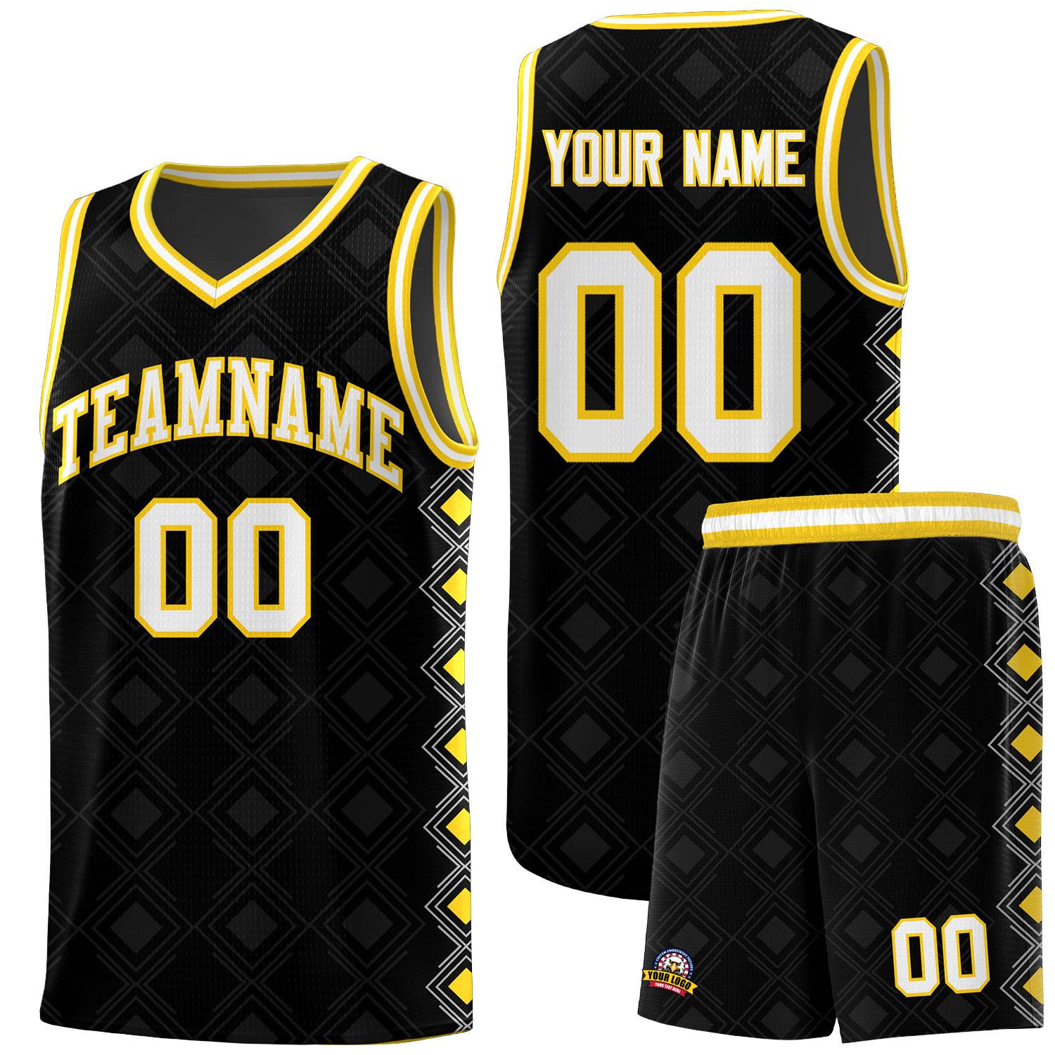 Custom Black Side Blocks Sports Uniform Basketball Jersey