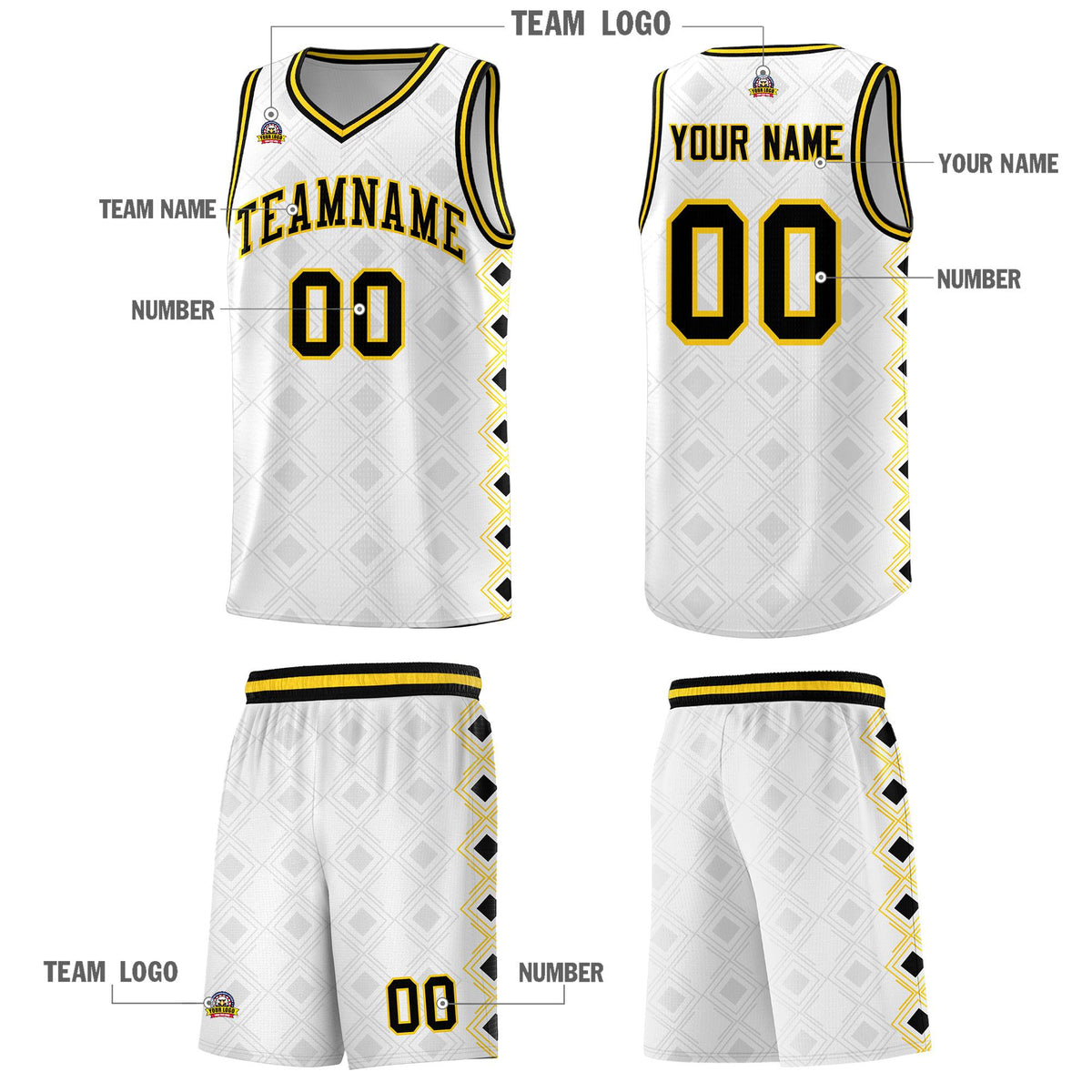 Custom White Side Blocks Sports Uniform Basketball Jersey