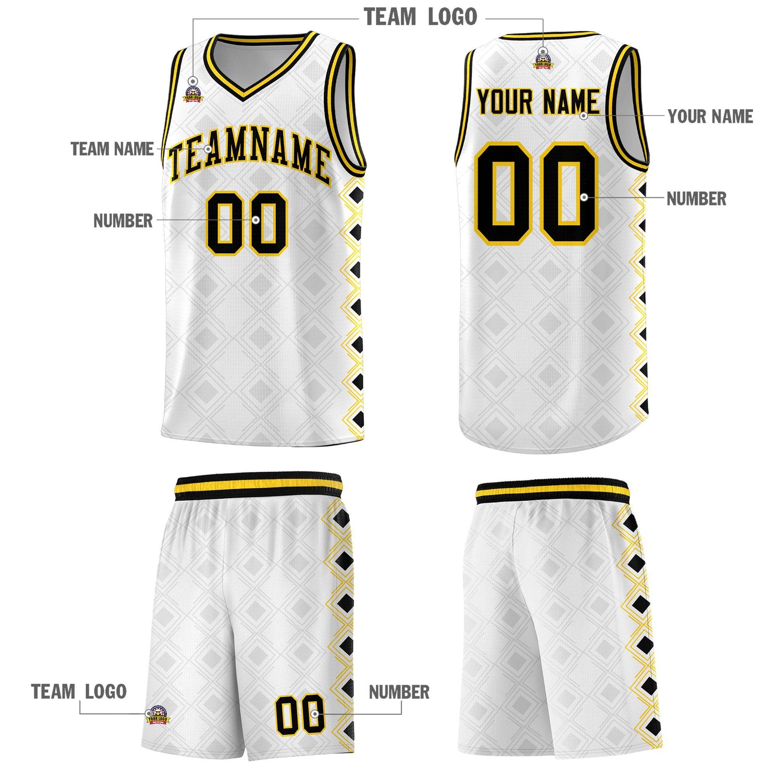Custom White Side Blocks Sports Uniform Basketball Jersey