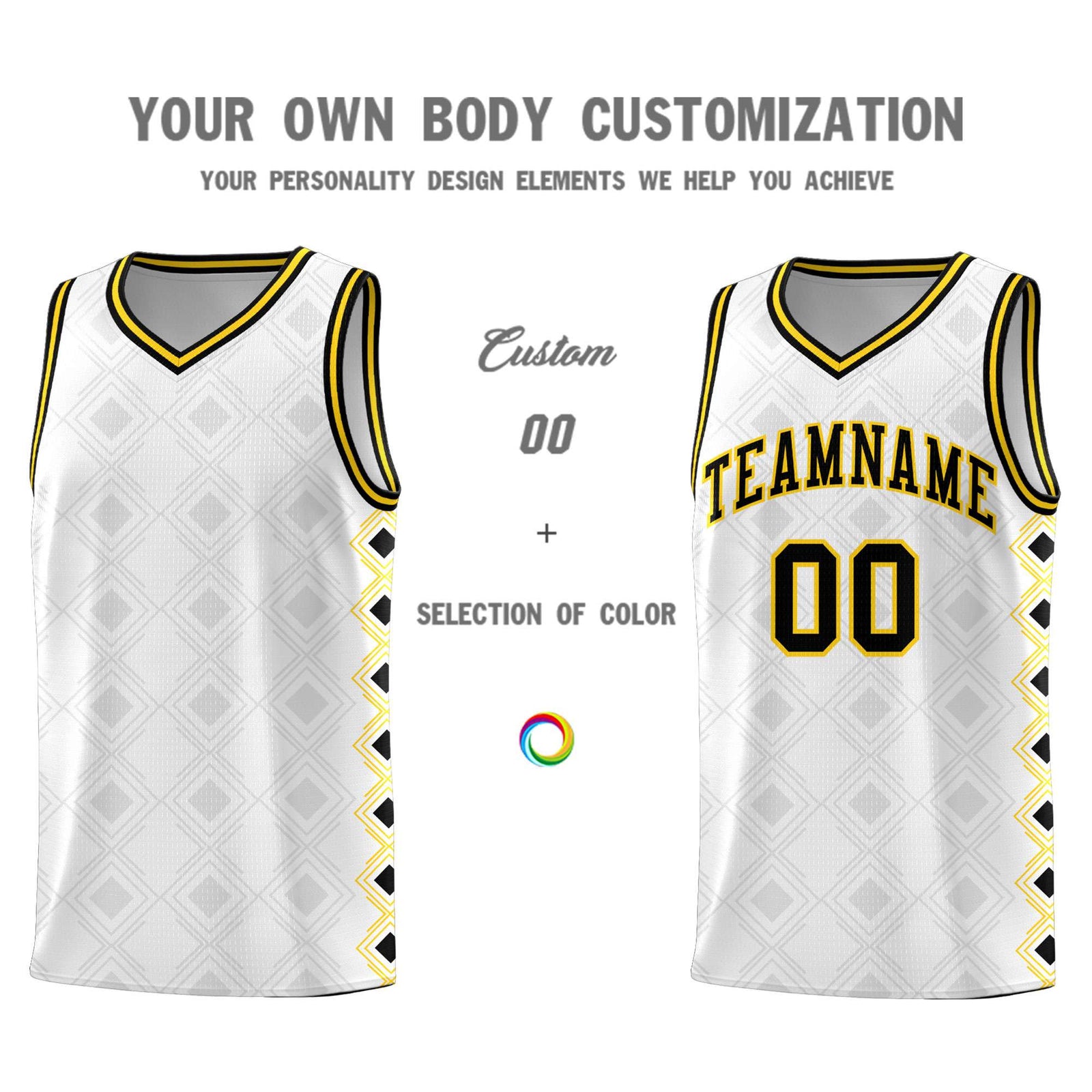 Custom White Side Blocks Sports Uniform Basketball Jersey
