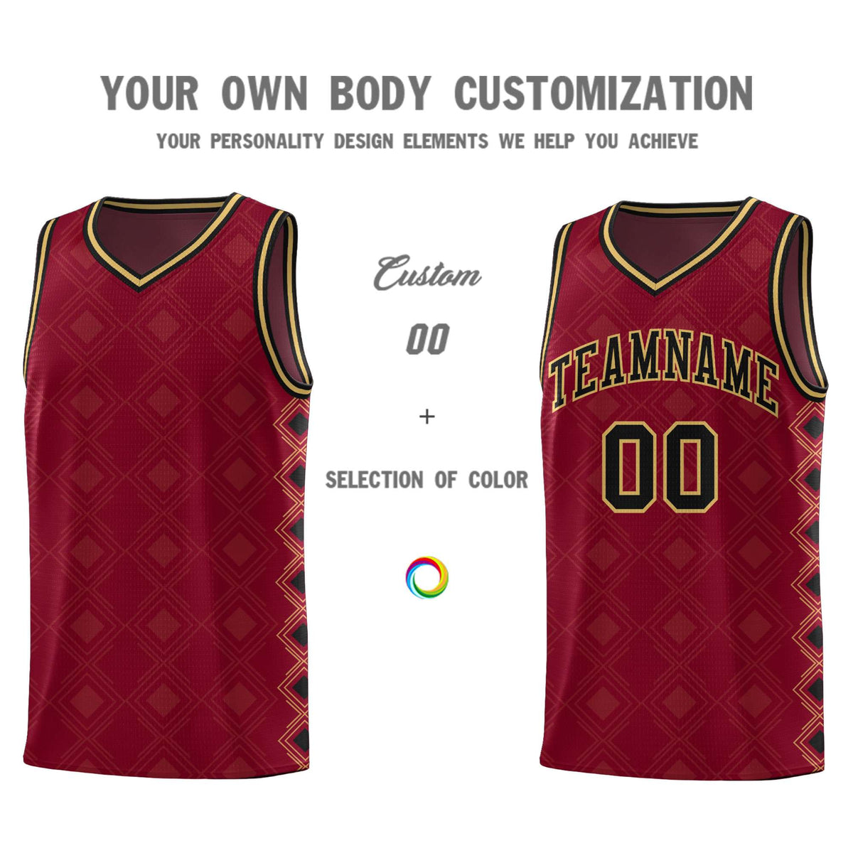 Custom Crimson Side Blocks Sports Uniform Basketball Jersey
