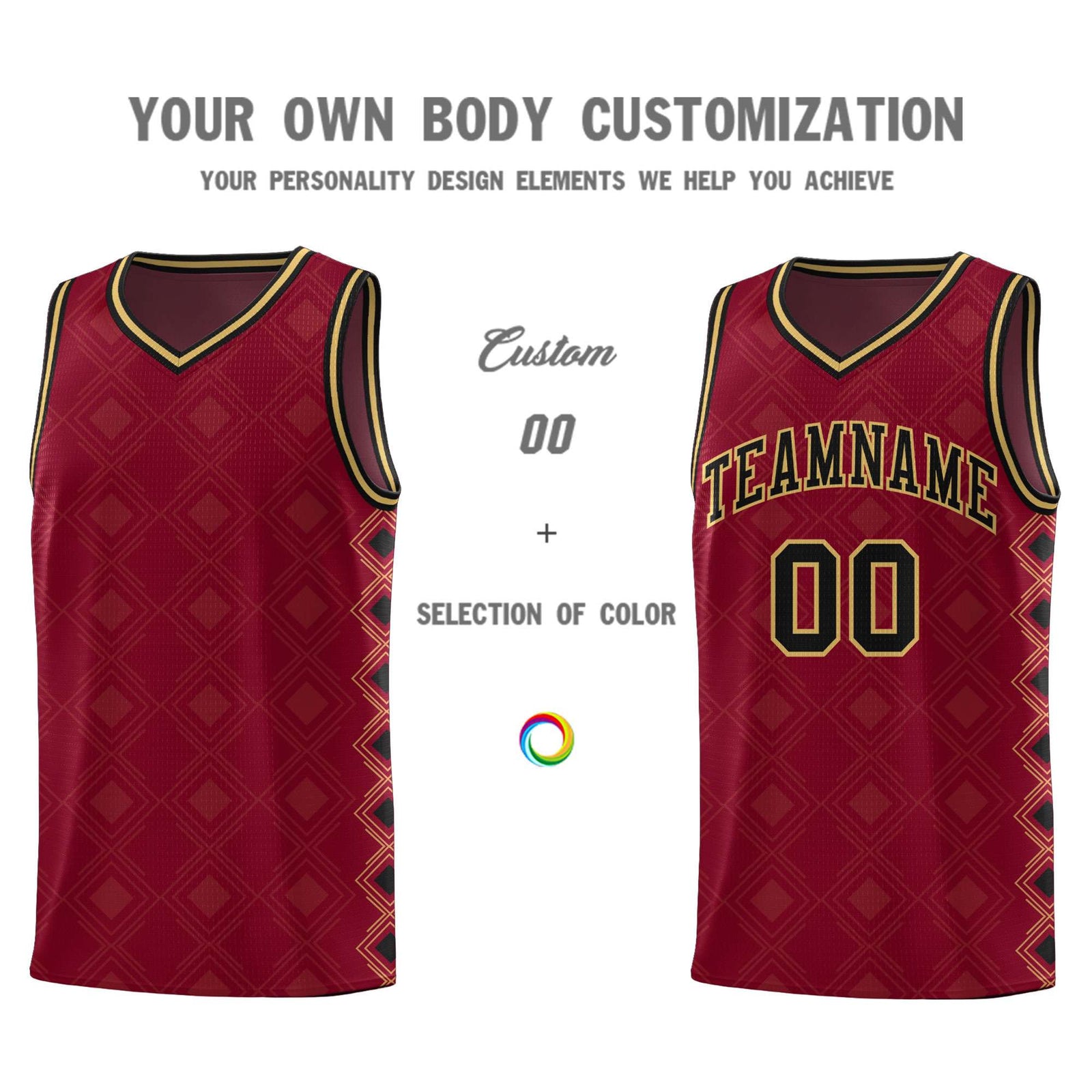 Custom Crimson Side Blocks Sports Uniform Basketball Jersey