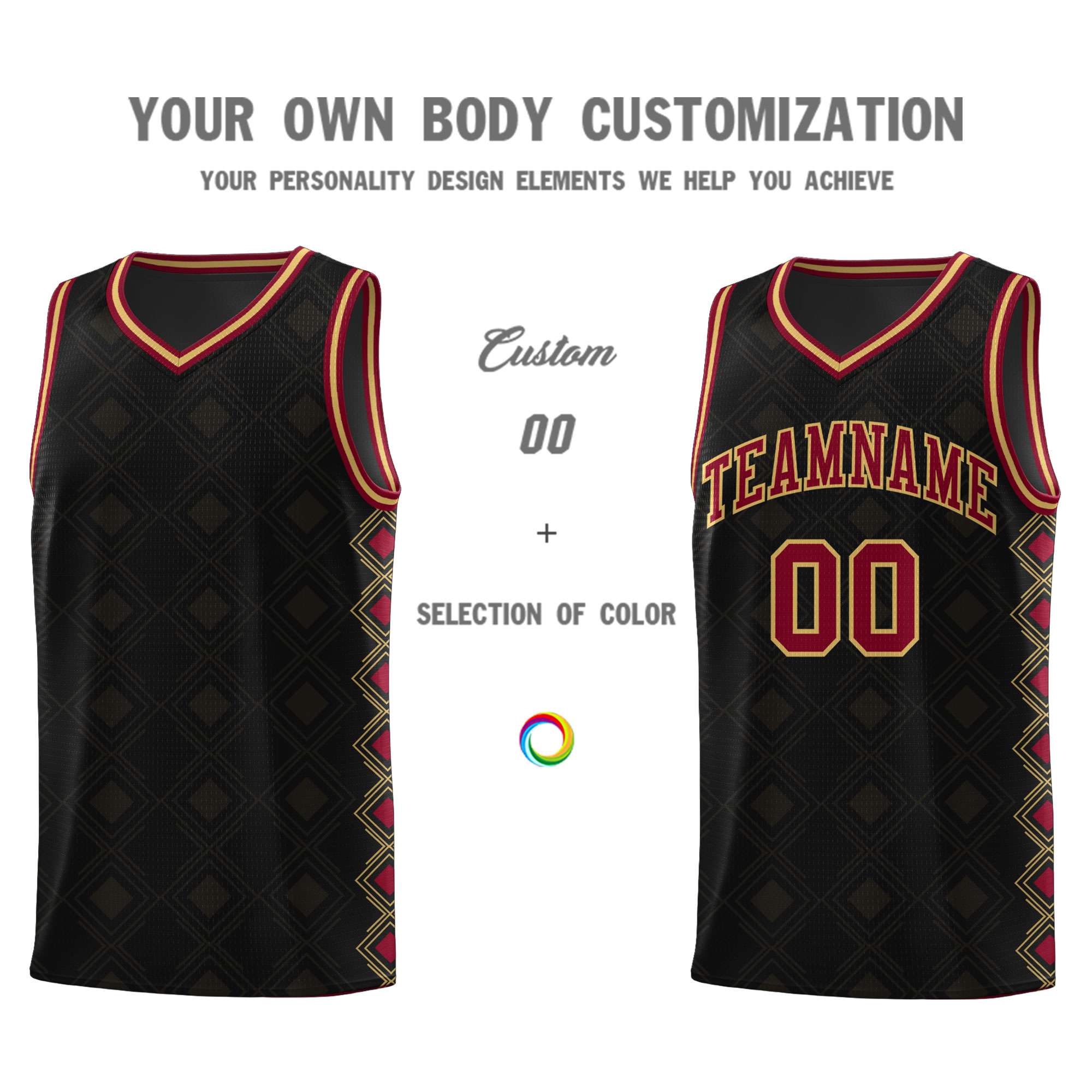 Custom Black Side Blocks Sports Uniform Basketball Jersey