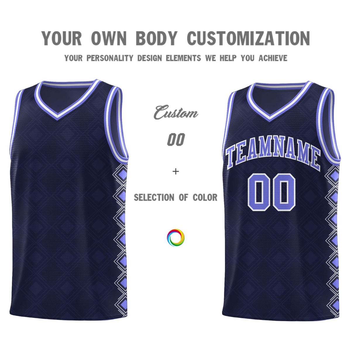 Custom Navy Side Blocks Sports Uniform Basketball Jersey