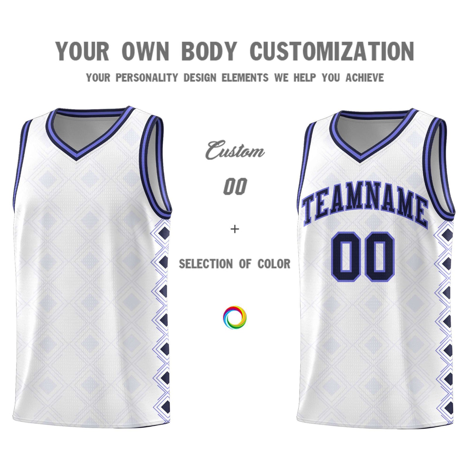 Custom White Side Blocks Sports Uniform Basketball Jersey