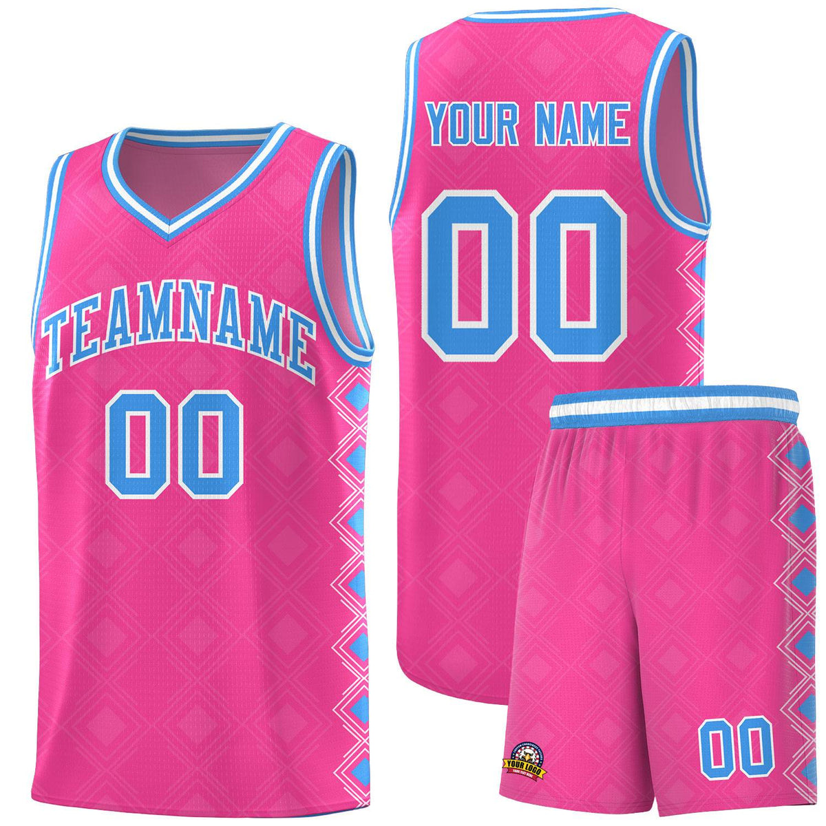 Custom Pink Side Blocks Sports Uniform Basketball Jersey