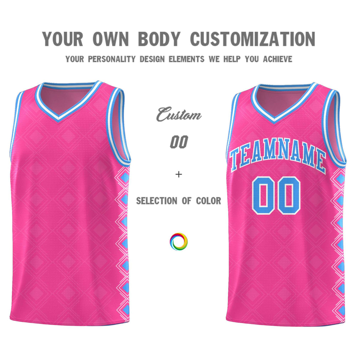 Custom Pink Side Blocks Sports Uniform Basketball Jersey