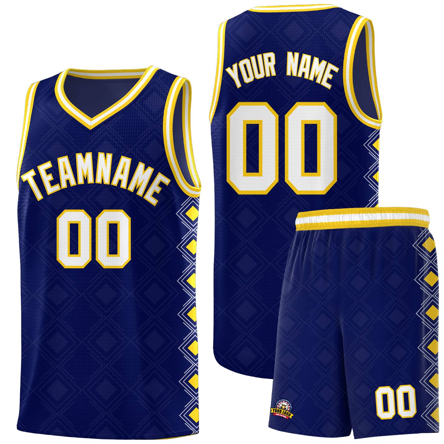 Custom Navy Side Blocks Sports Uniform Basketball Jersey