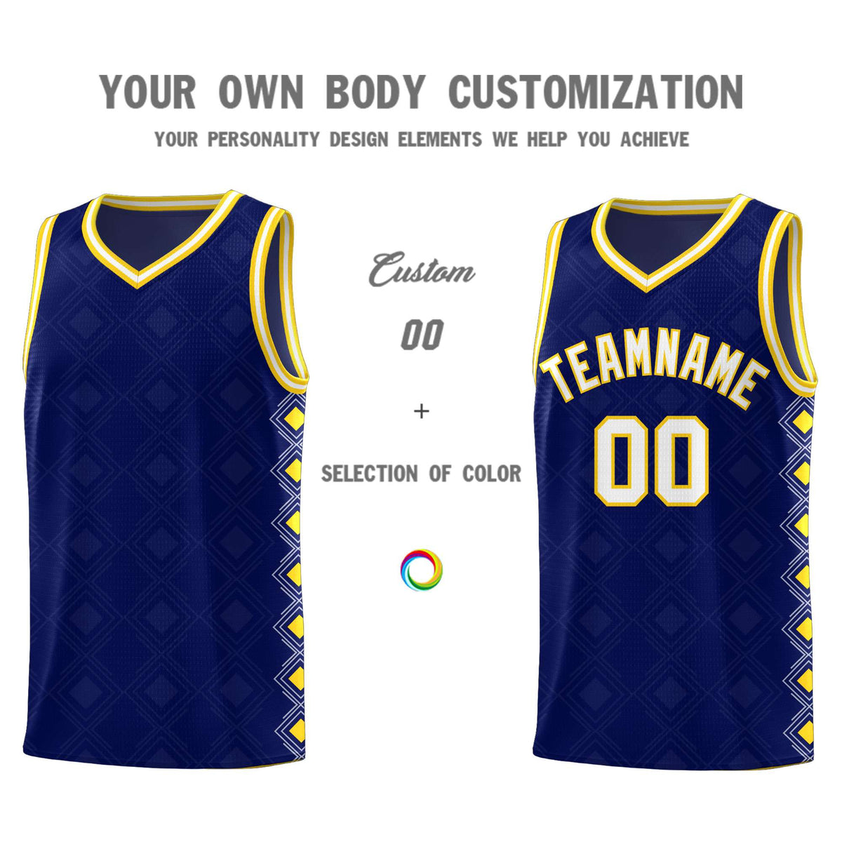 Custom Navy Side Blocks Sports Uniform Basketball Jersey
