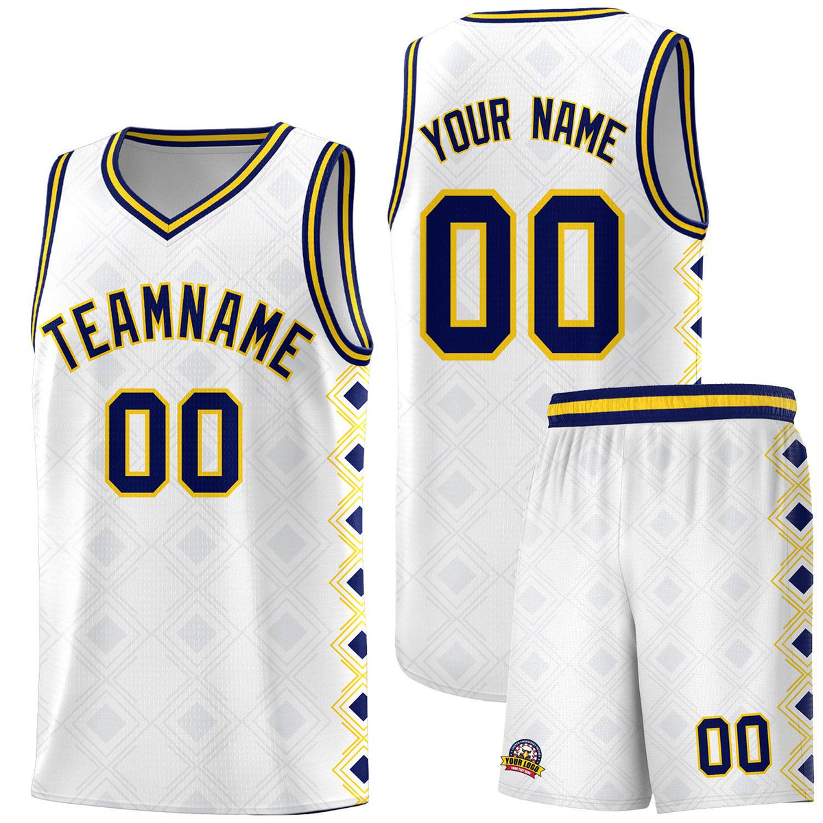 Custom White Side Blocks Sports Uniform Basketball Jersey