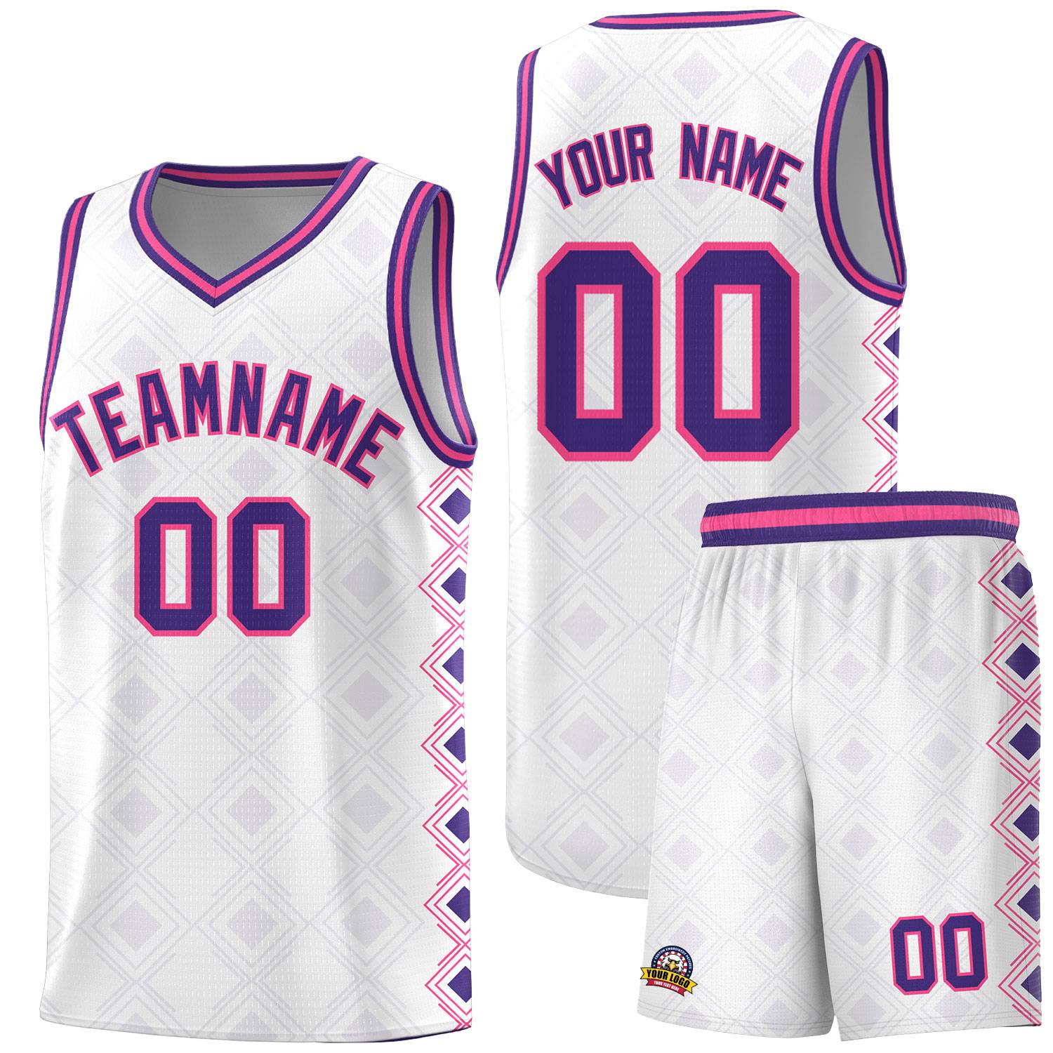 Custom White Side Blocks Sports Uniform Basketball Jersey