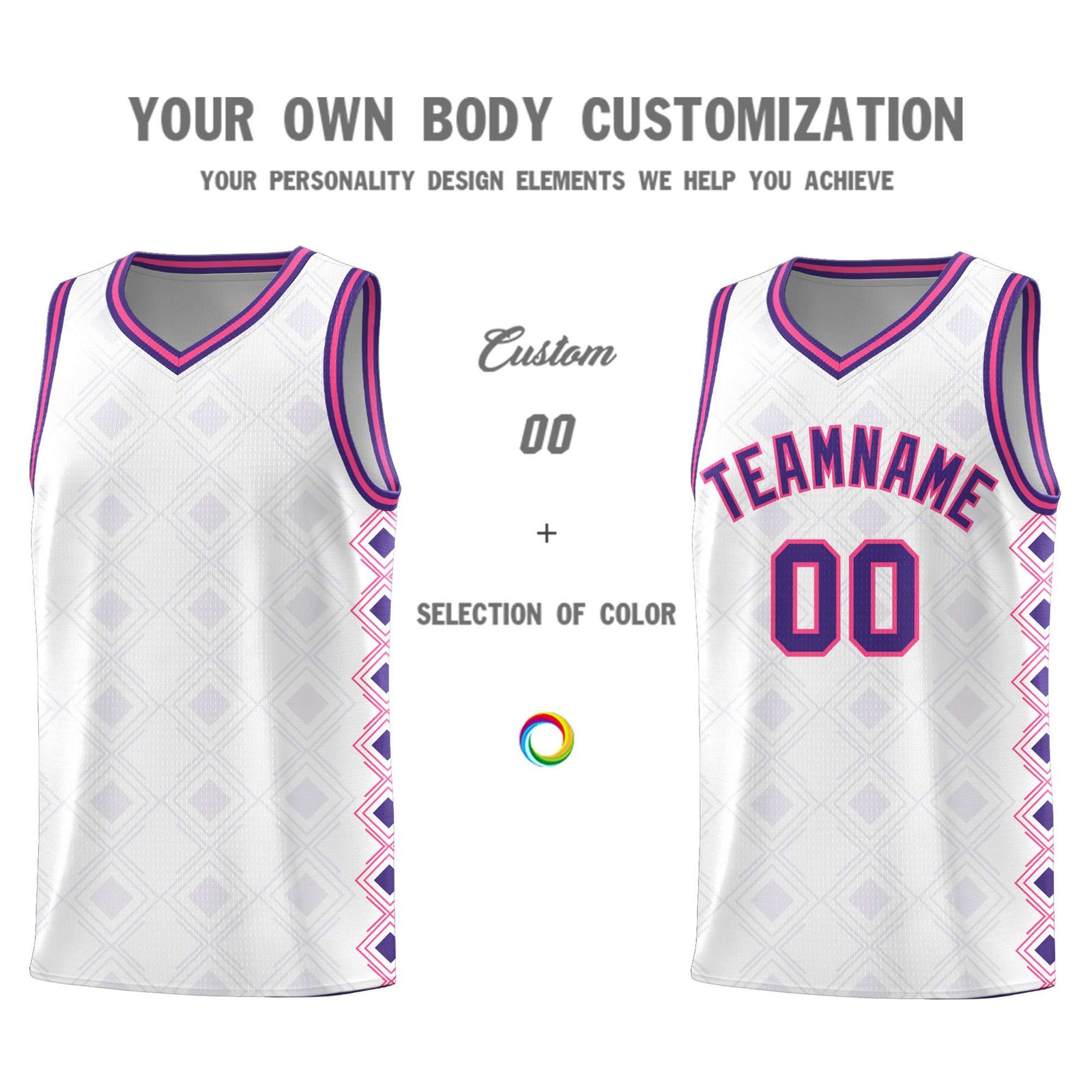 Custom White Side Blocks Sports Uniform Basketball Jersey