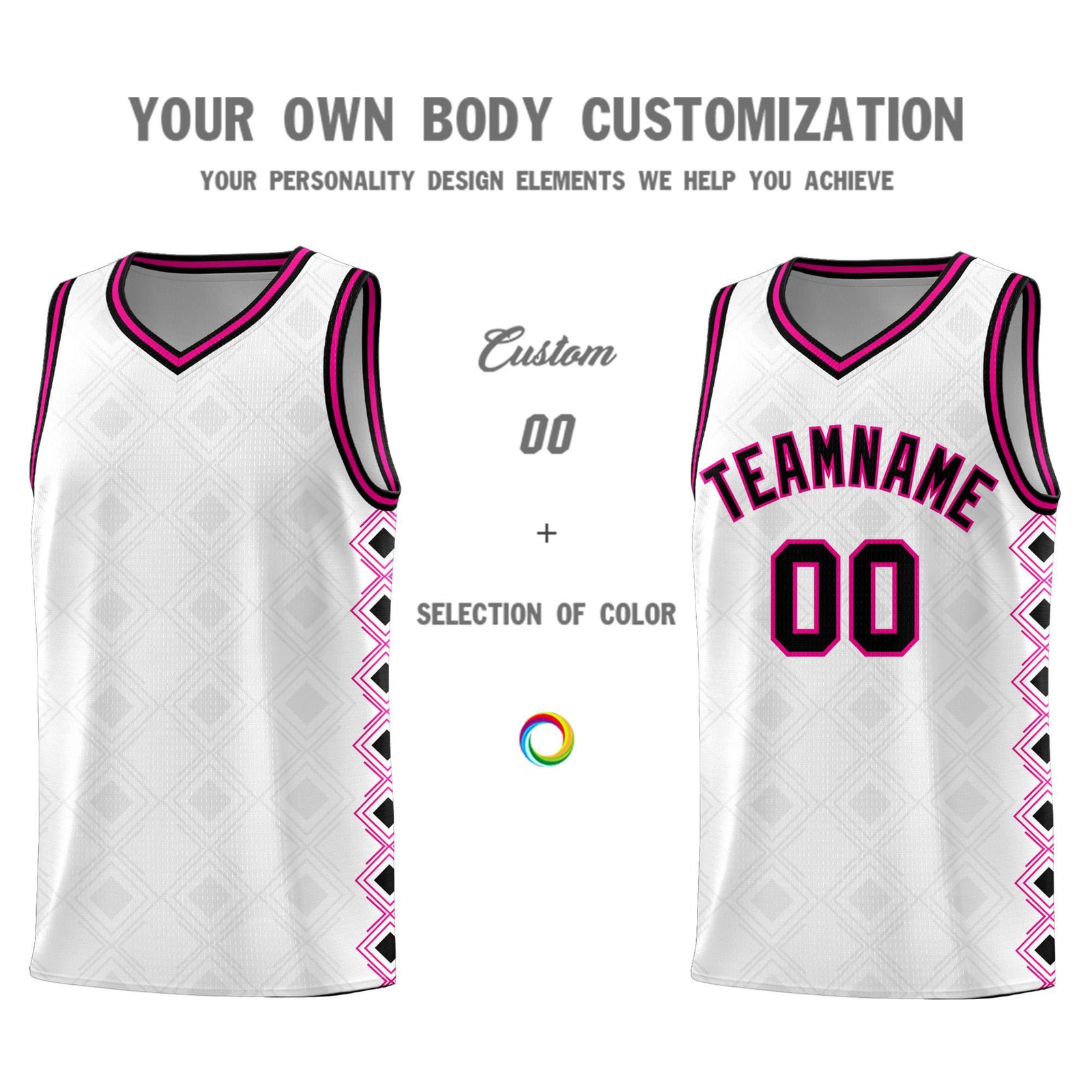 Custom White Side Blocks Sports Uniform Basketball Jersey