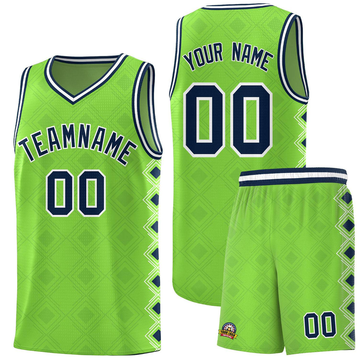 Custom Neon Green Side Blocks Sports Uniform Basketball Jersey