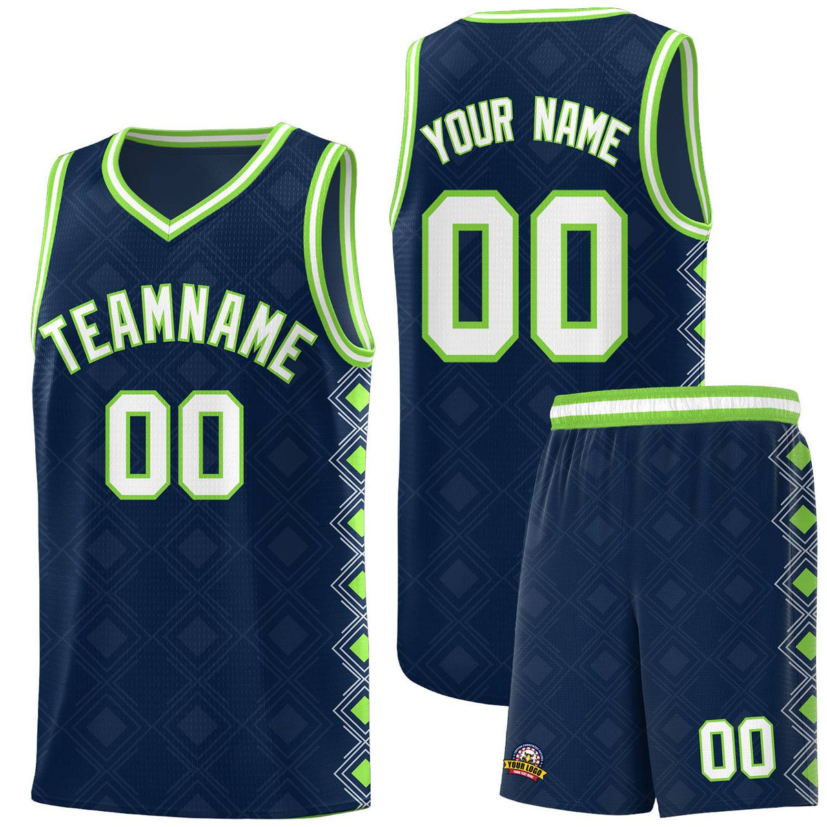 Custom Navy Side Blocks Sports Uniform Basketball Jersey