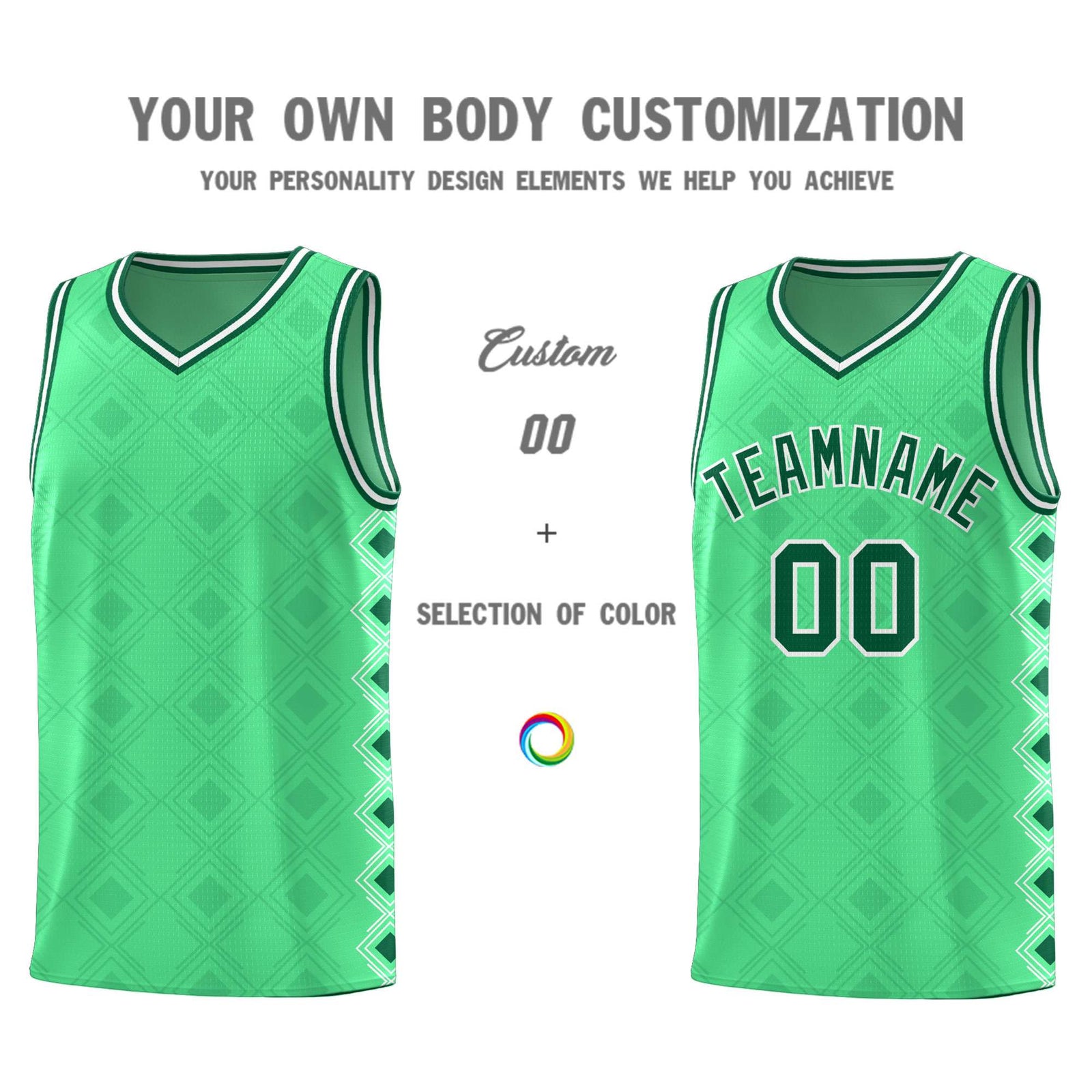 Custom Bright Green Side Blocks Sports Uniform Basketball Jersey