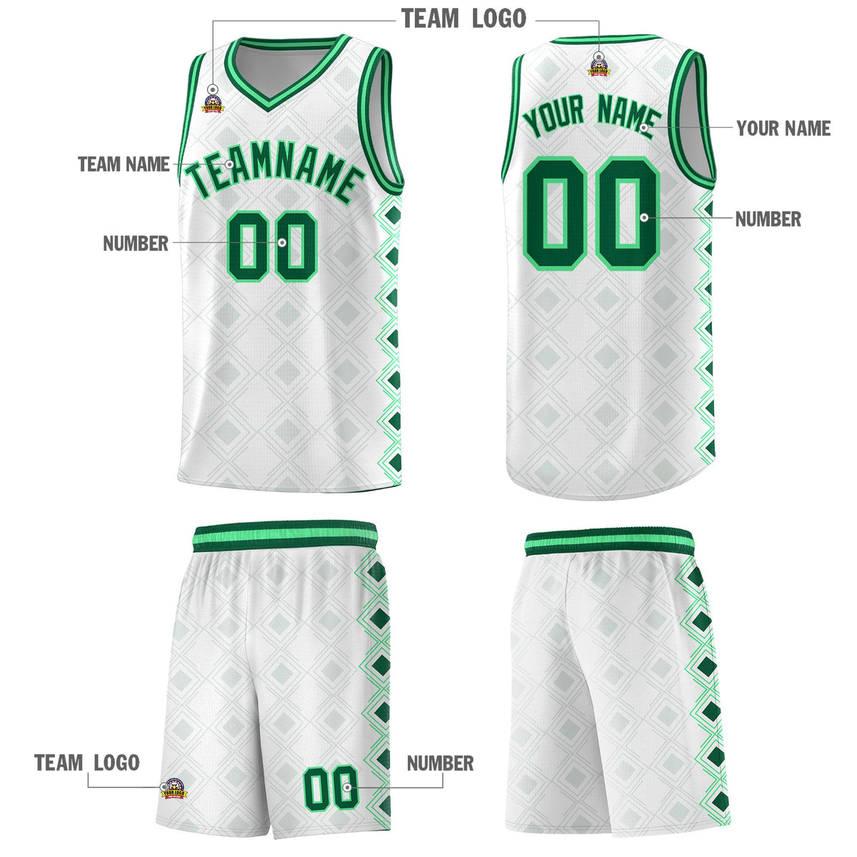 Custom White Side Blocks Sports Uniform Basketball Jersey