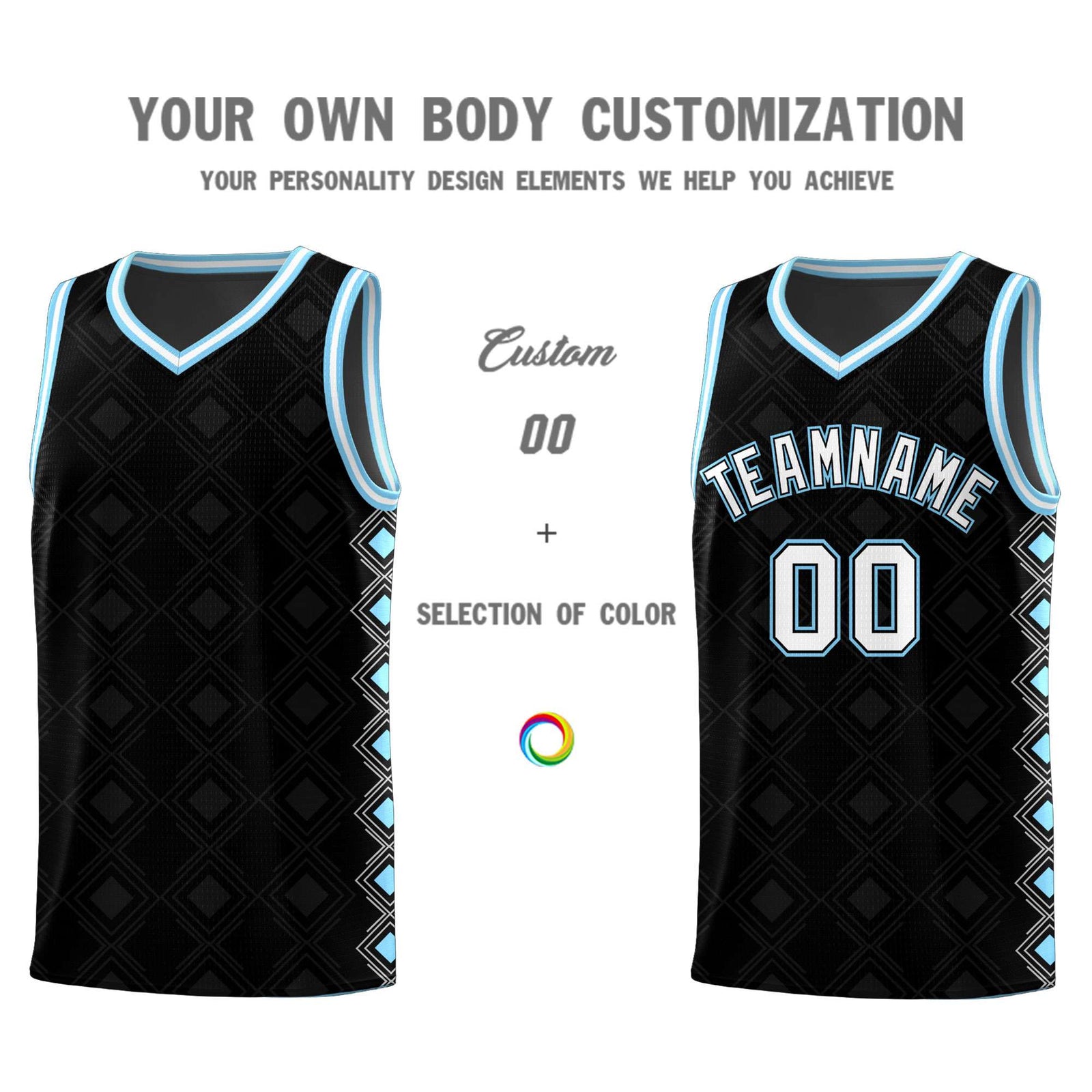 Custom Black Side Blocks Sports Uniform Basketball Jersey