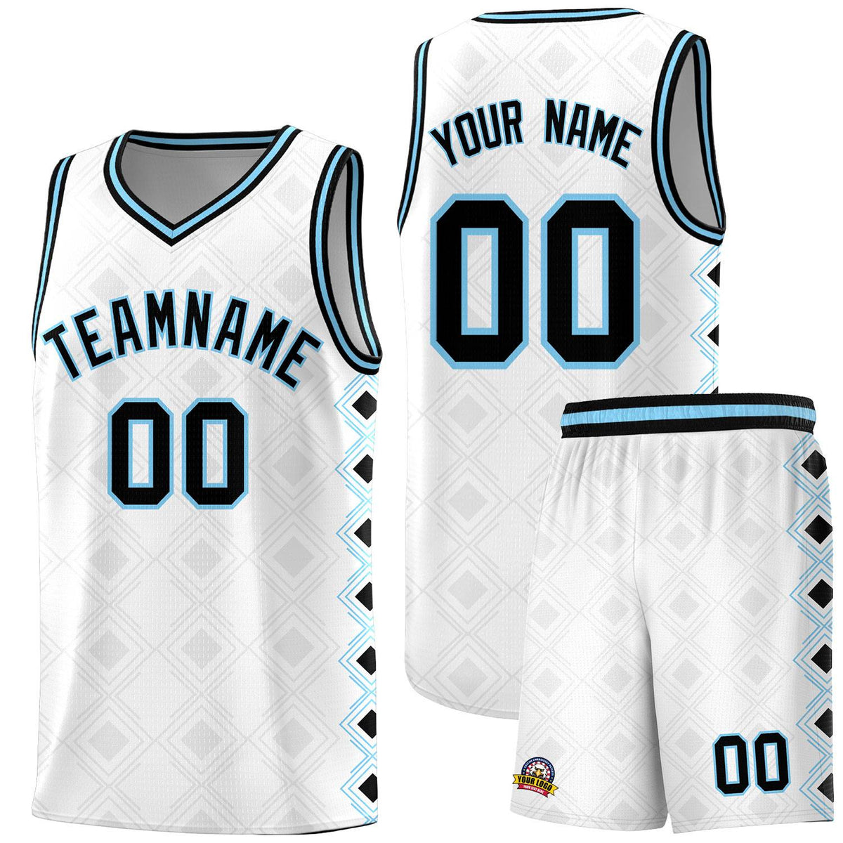 Custom White Side Blocks Sports Uniform Basketball Jersey