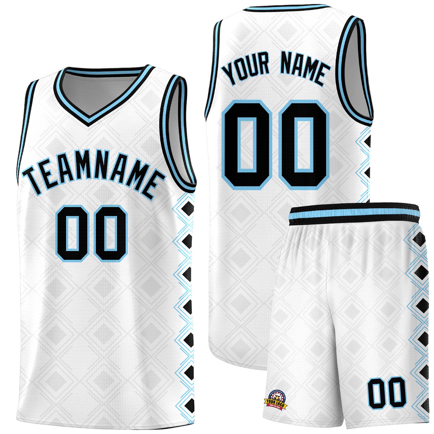 Custom White Side Blocks Sports Uniform Basketball Jersey