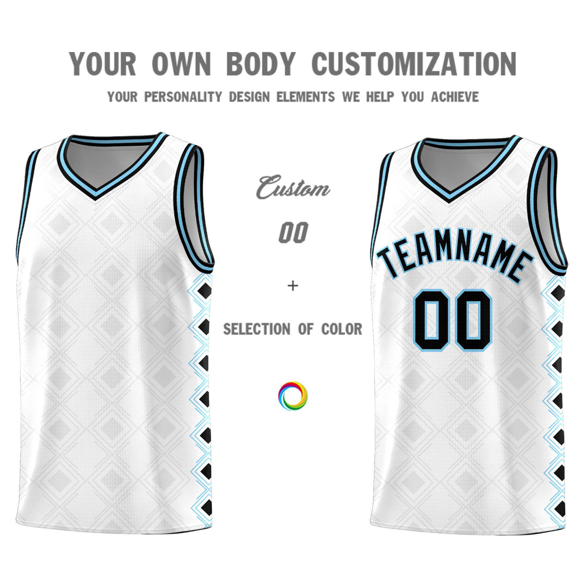 Custom White Side Blocks Sports Uniform Basketball Jersey